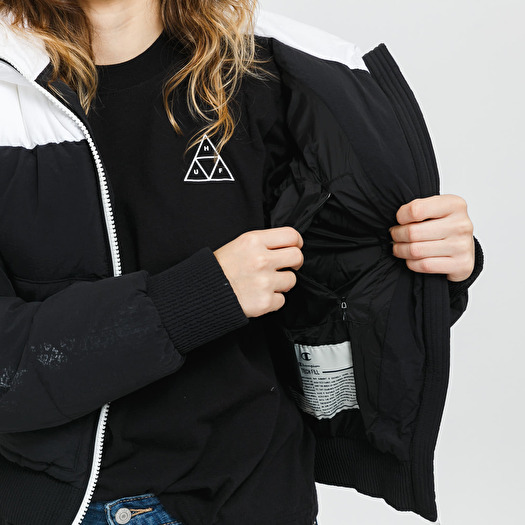 Black and white champion jacket store
