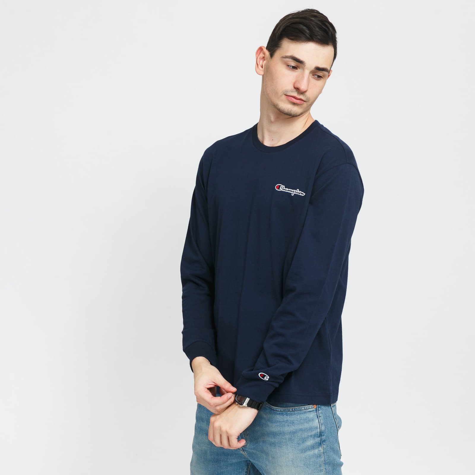 T-Shirts Champion Crewneck LS Tee Navy