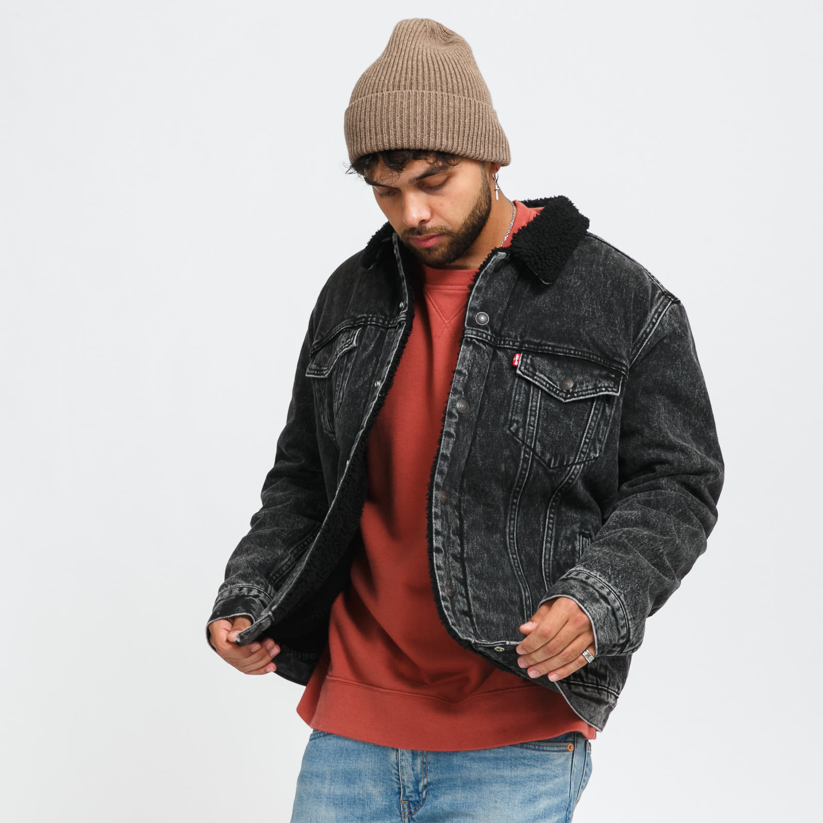 Jacken Levi s Type 3 Sherpa Trucker Jacket Black Footshop
