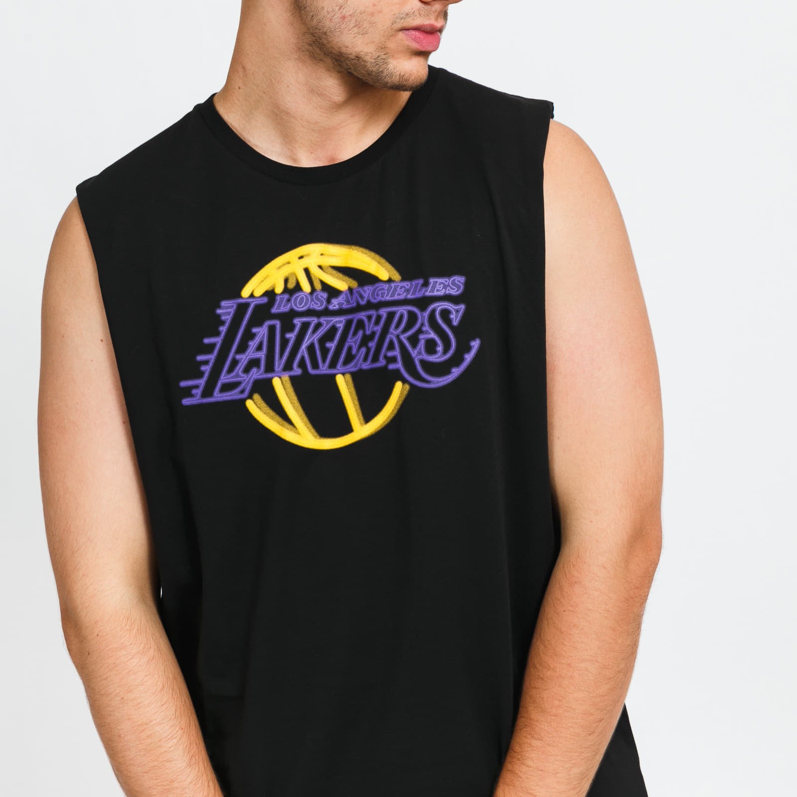 T-shirts New Era NBA Neon Sleeveless Tee LA Lakers Black Stone Washed