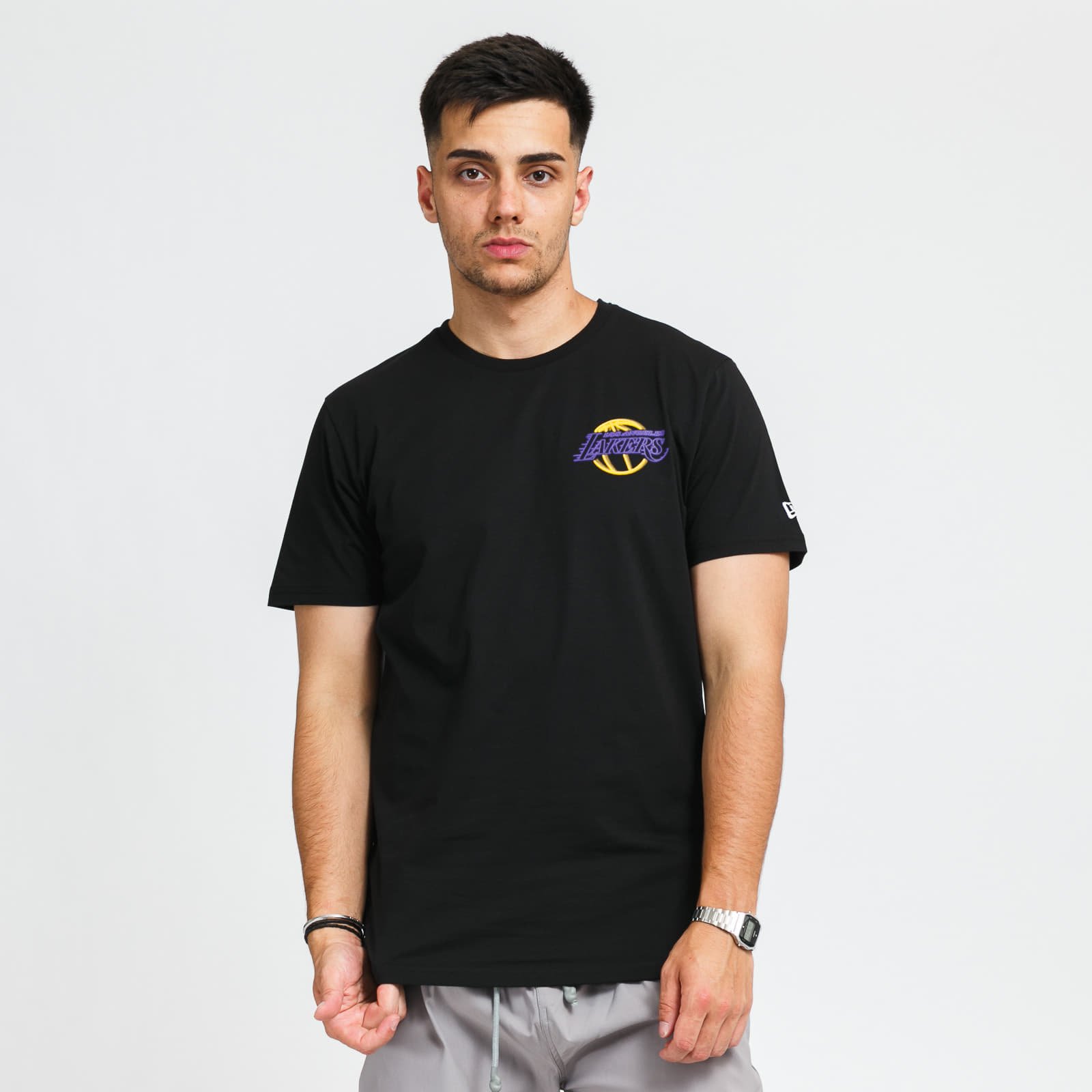 T-Shirts New Era NBA Neon Tee LA Lakers Black Stone Washed
