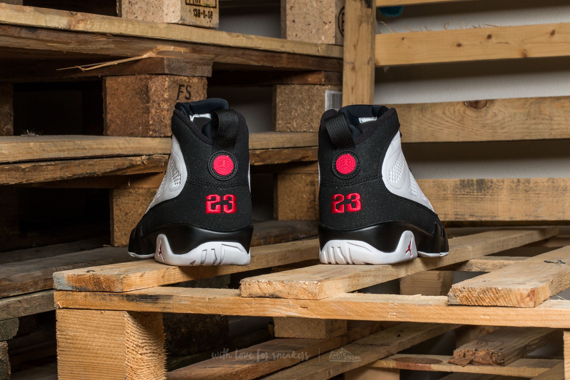 Jordan 9 white black true red hot sale