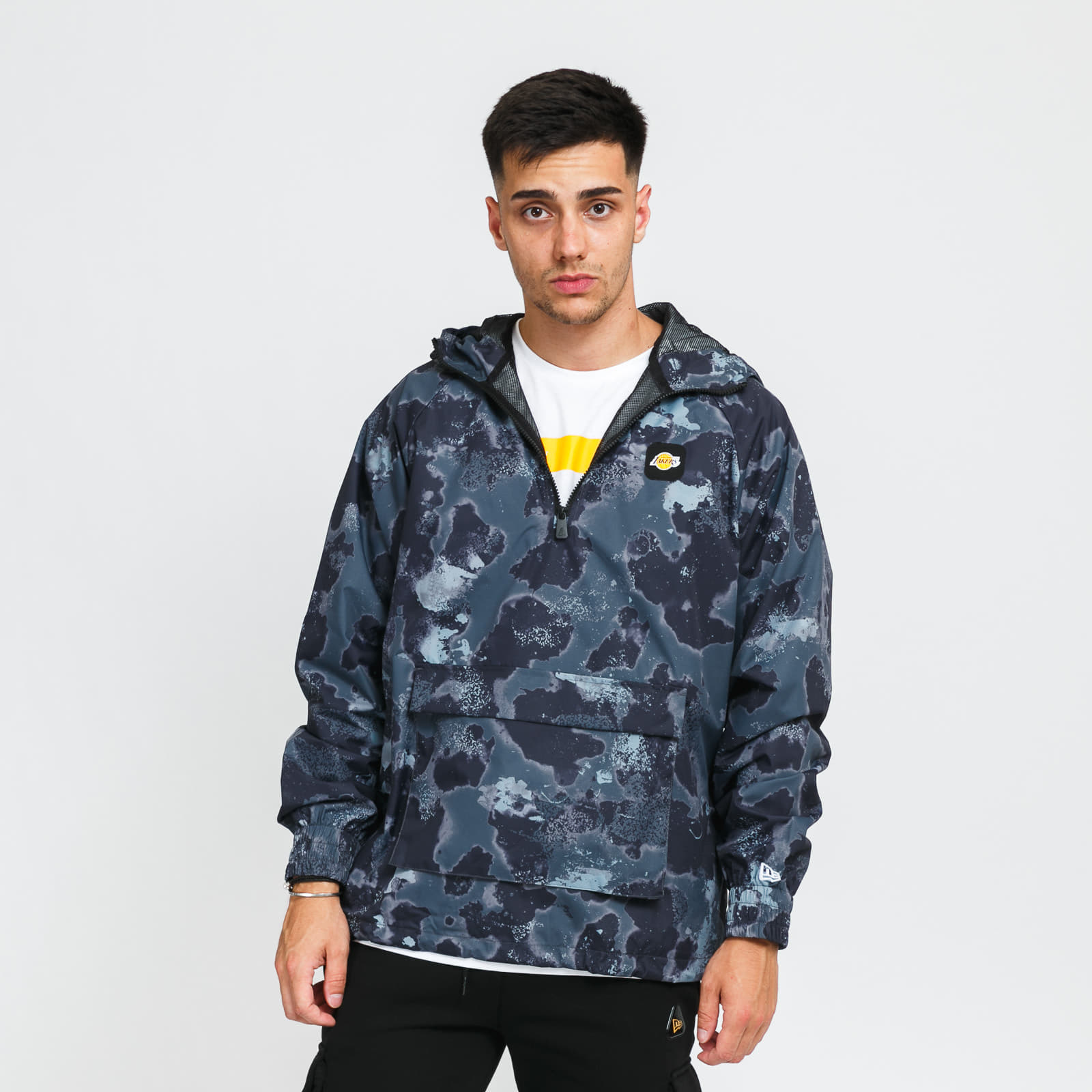 Coach Jackets New Era NBA Outdoor Utility AOP Windbreaker LA Lakers Dark Gray/ Black
