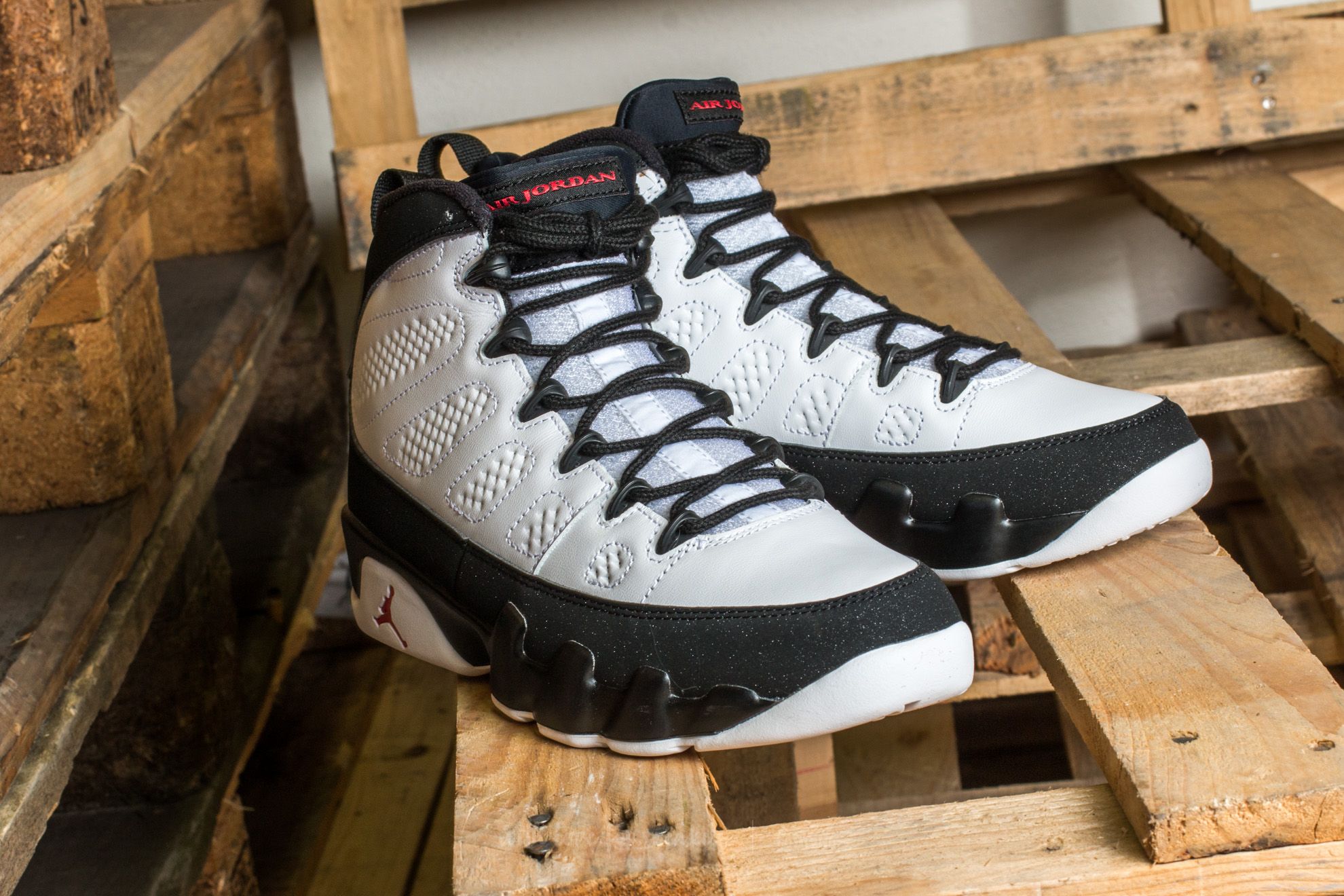 Jordan 9s store white and black