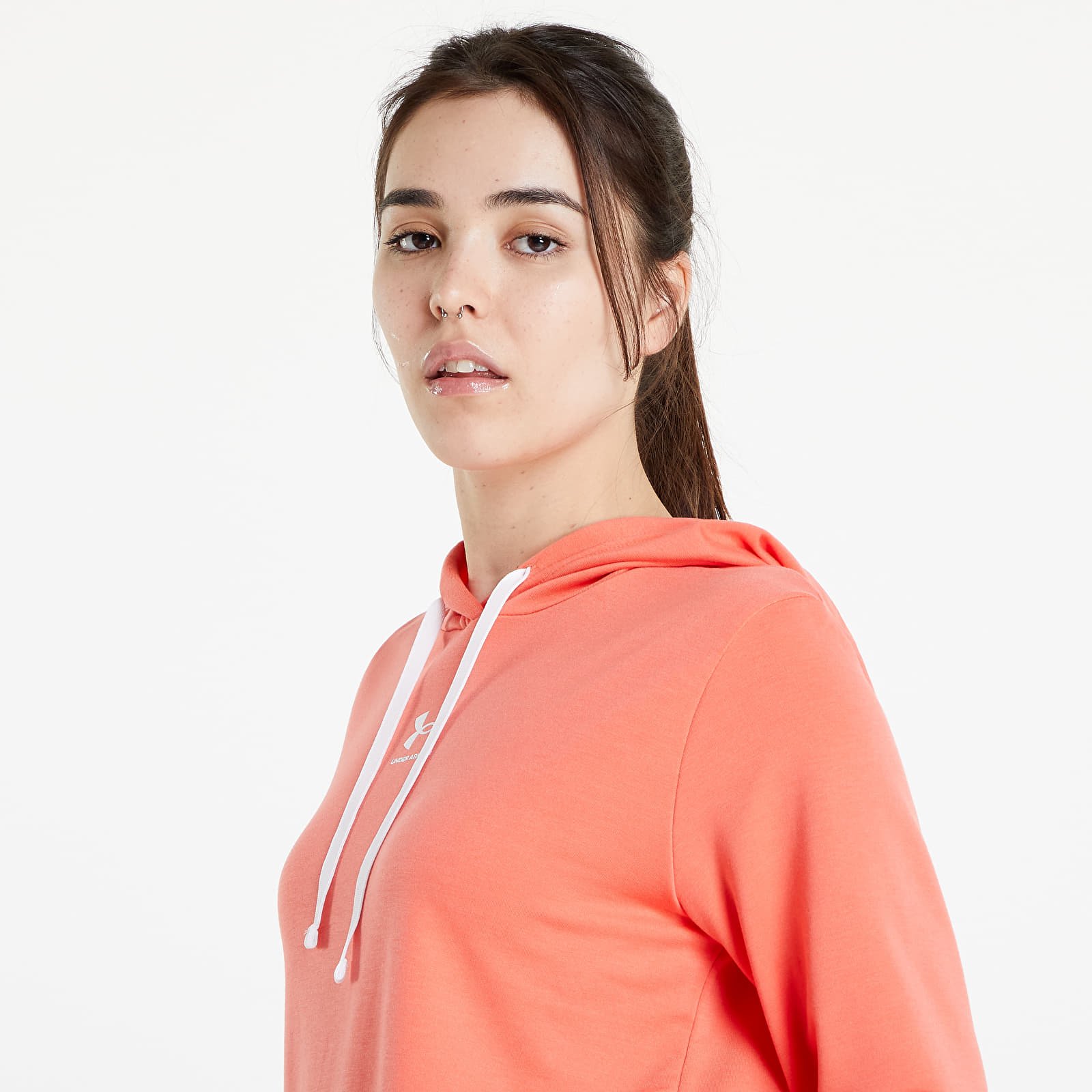 Mikiny Under Armour Rival Terry Hoodie Vermillion/ White