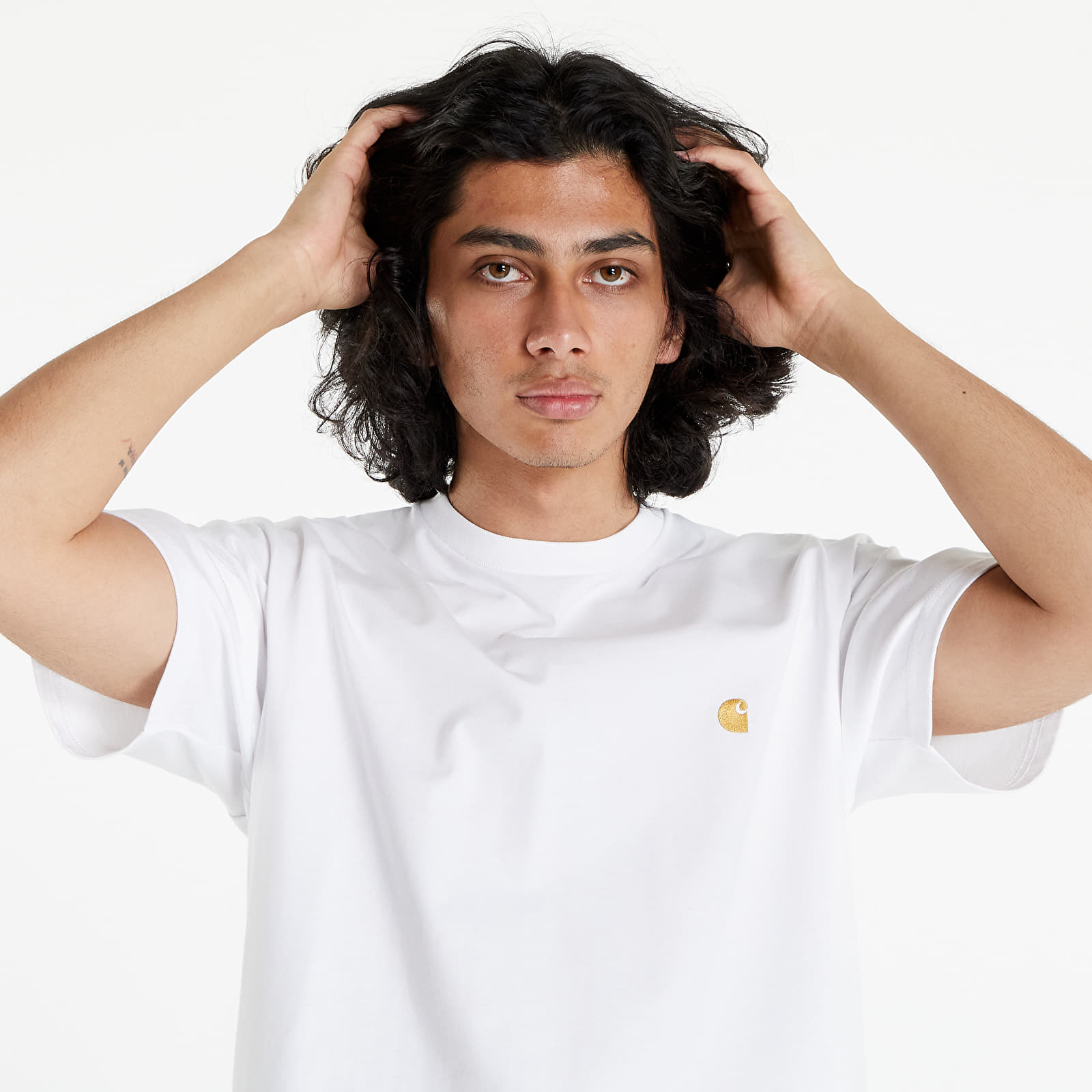 Pólók Carhartt WIP S/S Chase T-Shirt White/ Gold