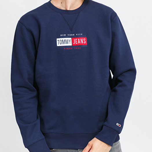 Tommy jeans 6.0 limited capsule crew neck sweatshirt discount with crest logo in navy