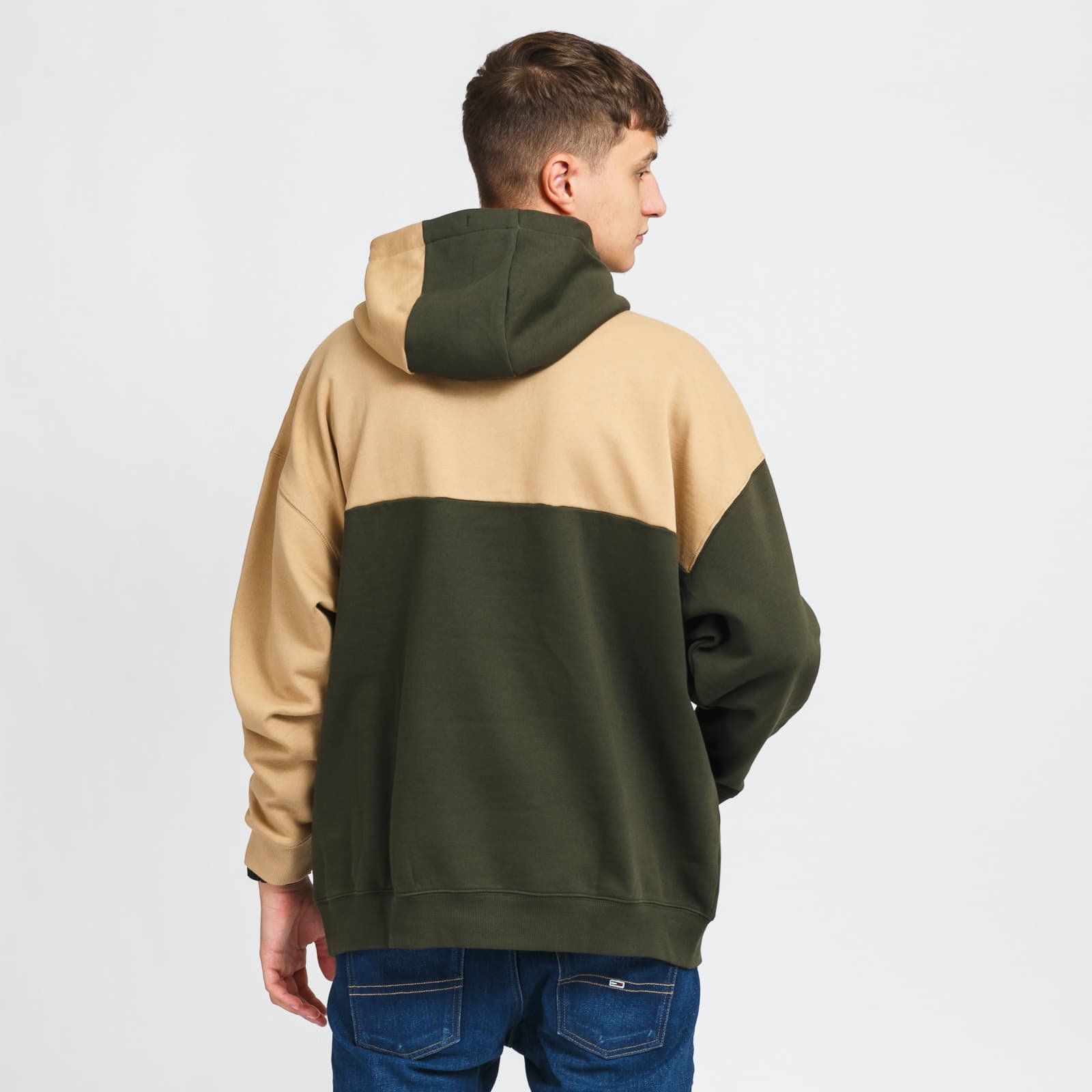 Hoodies and sweatshirts  TOMMY JEANS M Colorblock Hoodie Dark Olive/ Beige/ Orange