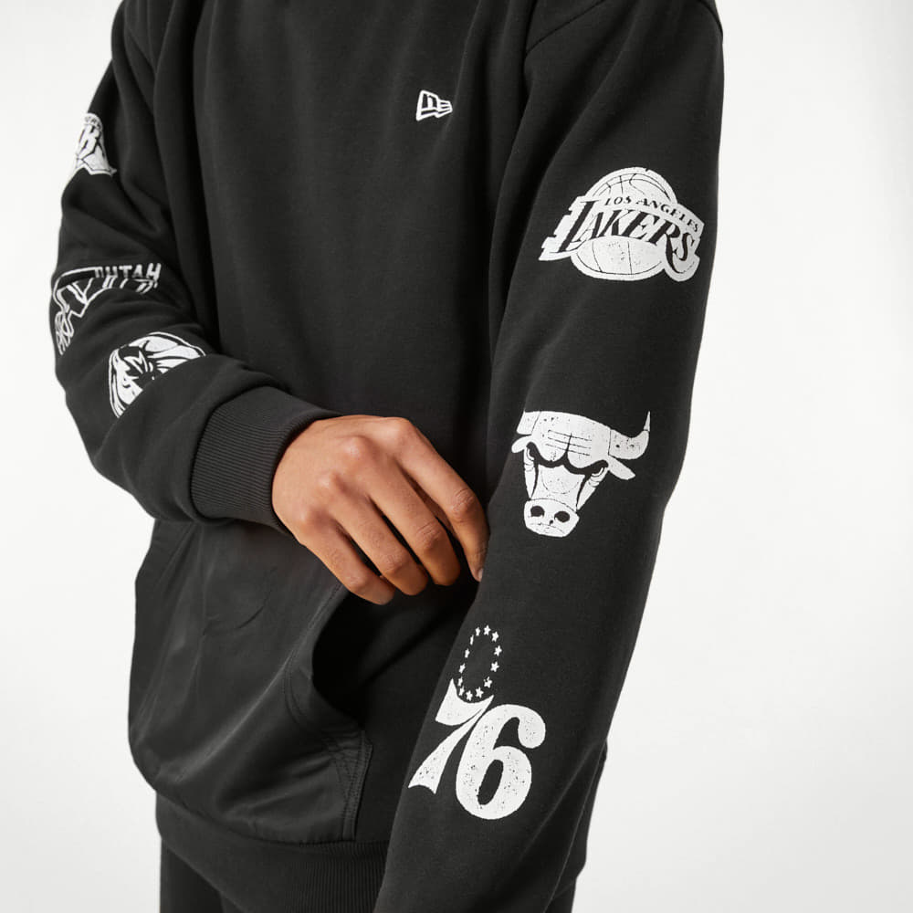 Mikiny New Era NBA Multi Logo Sleeve Black Hoodie Black (12893164 ...