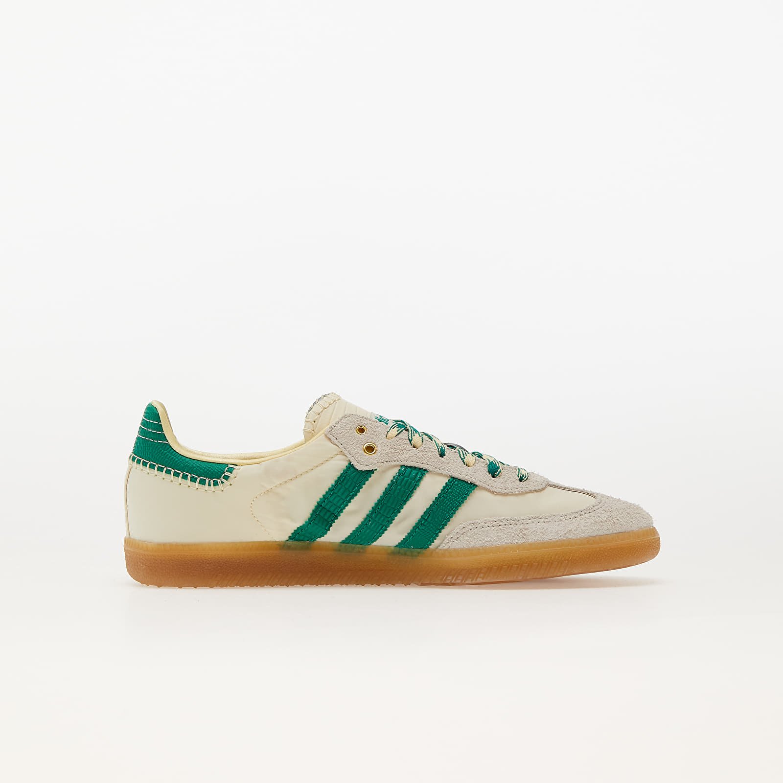 Sapatos de homem adidas x Wales Bonner Samba Cream White/ Bold Green/ Easy Yellow
