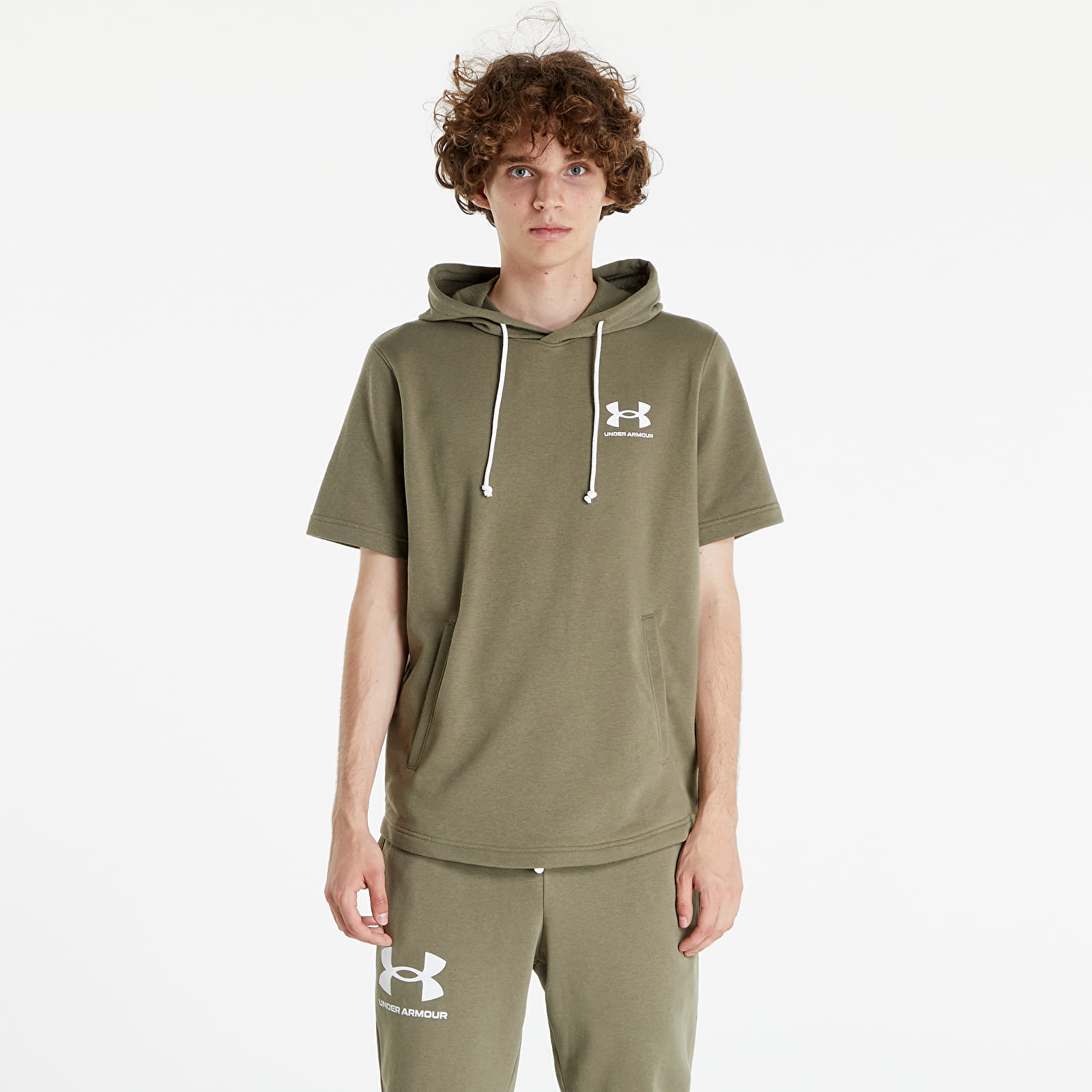 Dukserice Under Armour Rival Terry Lc Short Sleeve Hoodie Tent/ Onyx White