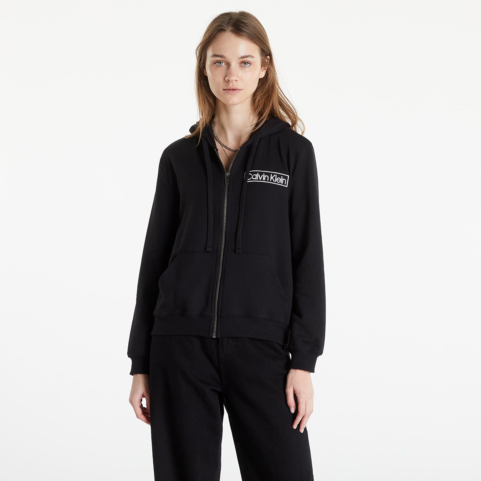 Mikiny Calvin Klein Long Sleeve Full-Zip Hoodie Black