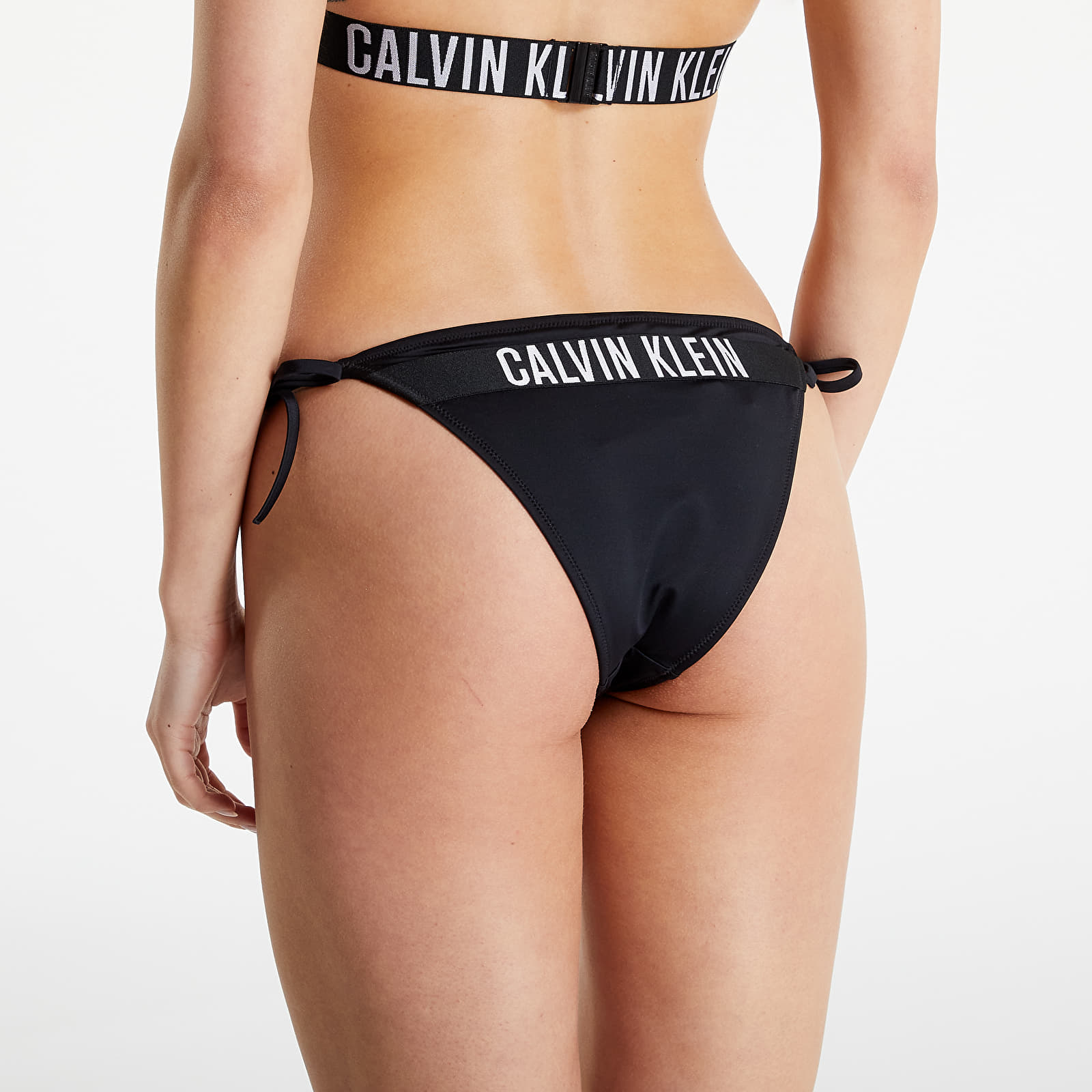 Maudymosi kostiumėliai Calvin Klein String Side Tie Cheeky Bikini Black Stone Washed