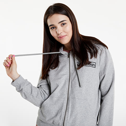 Sweatshirts Calvin Klein Long Sleeve Full Zip Hoodie Grey Heather Footshop