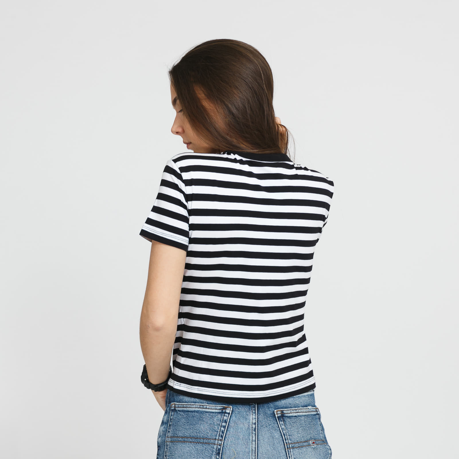 Majice T-shirt CALVIN KLEIN JEANS W Stripes Baby Tee Black/ White