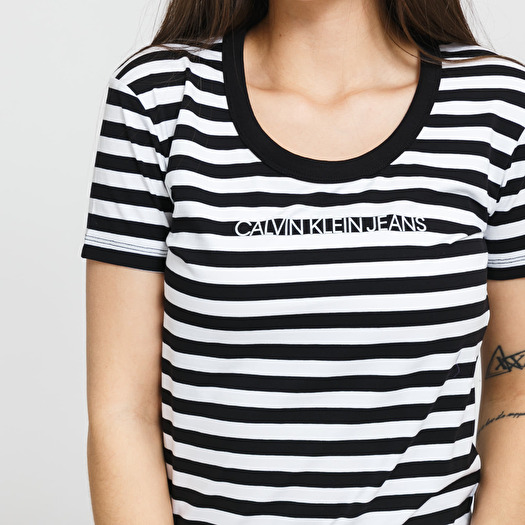 T-shirts CALVIN KLEIN JEANS W Stripes Baby Tee Black/ White | Footshop | T-Shirts