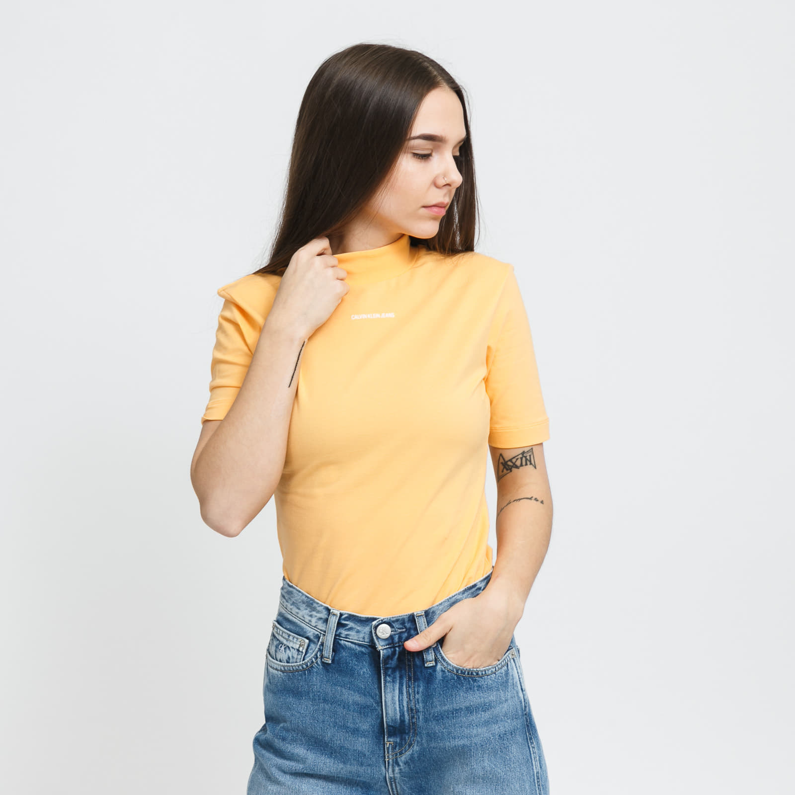 Camisetas CALVIN KLEIN JEANS W Micro Branding Light Orange