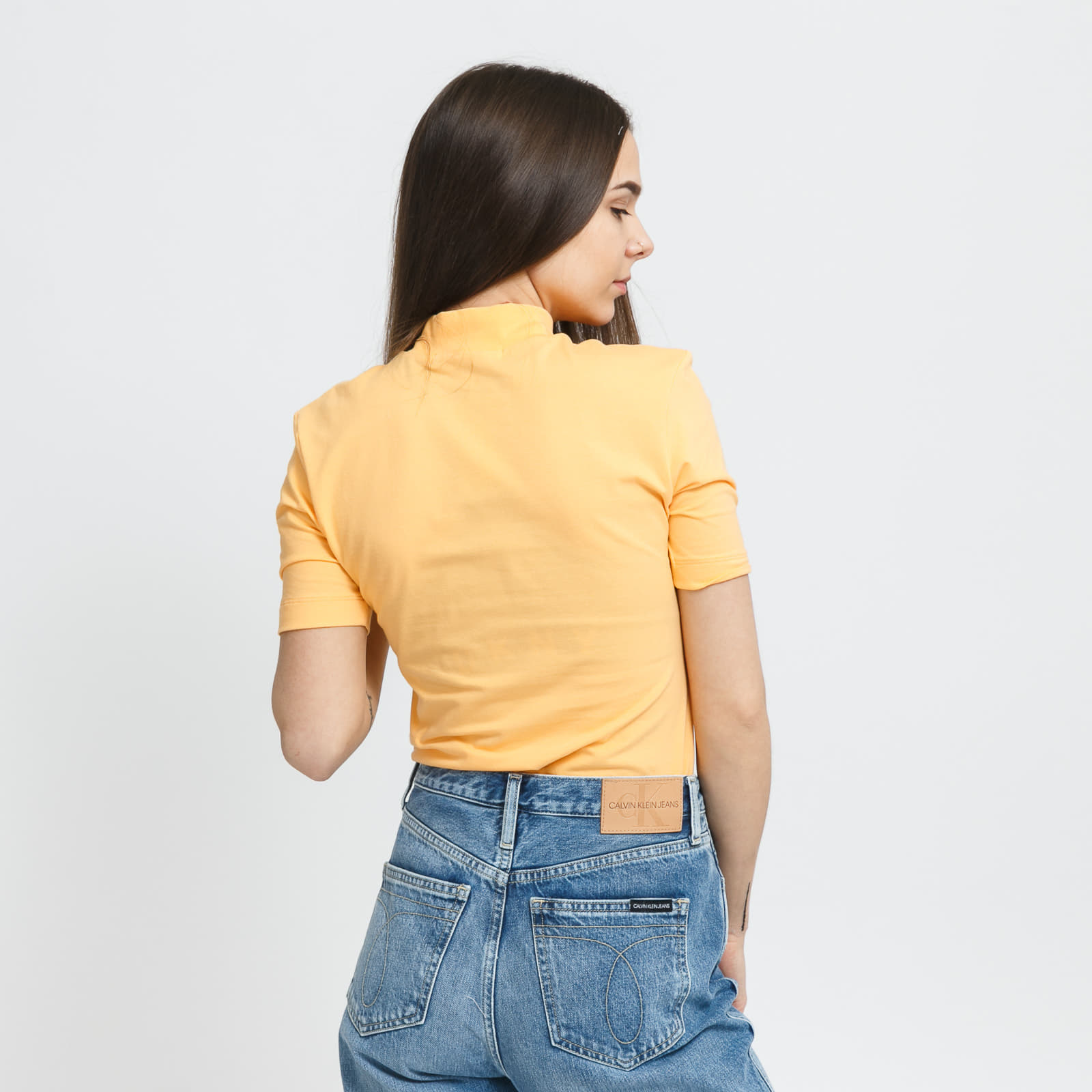 Camisetas CALVIN KLEIN JEANS W Micro Branding Light Orange