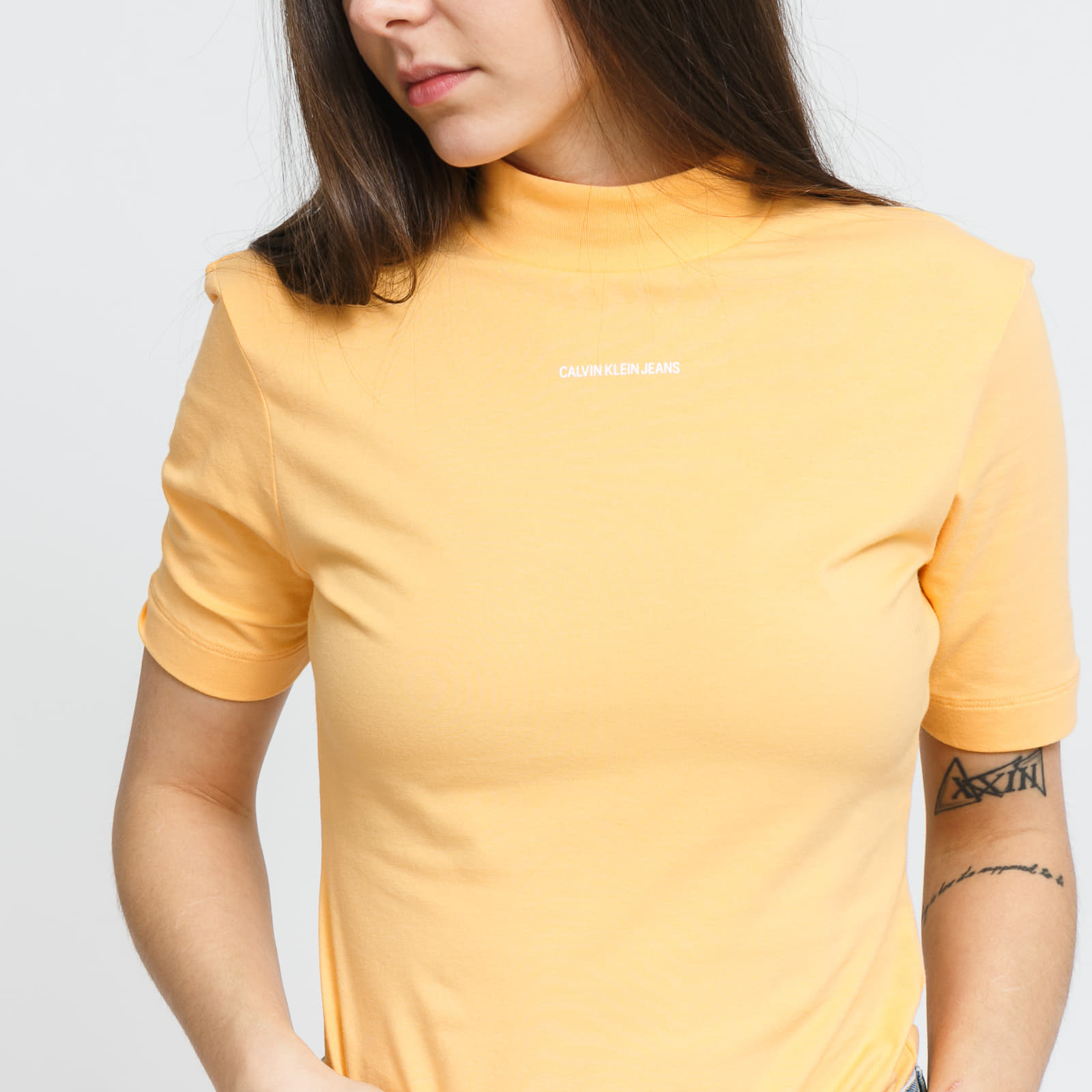 Camisetas CALVIN KLEIN JEANS W Micro Branding Light Orange