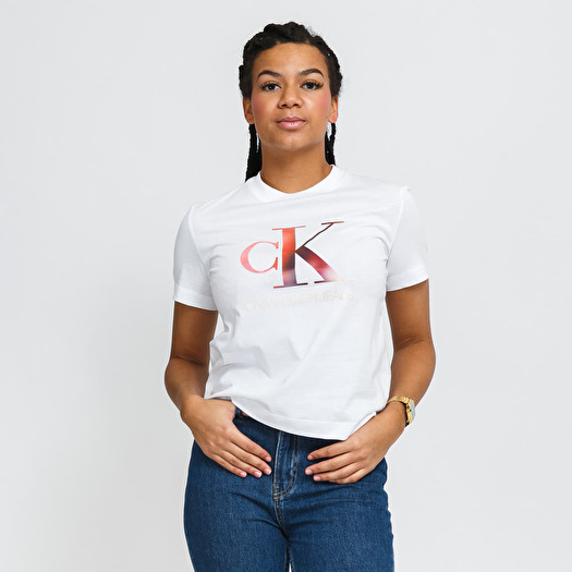 T-Shirts CALVIN KLEIN JEANS W Satin Bonded Blurred Tee White | Footshop | T-Shirts