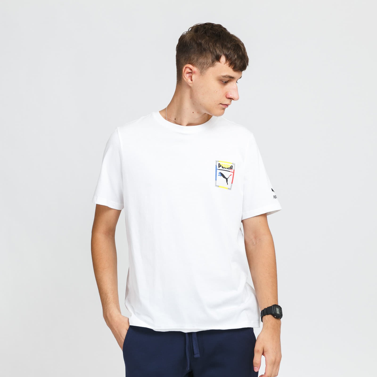 Magliette Puma Graphic Tee Box Logo Play White