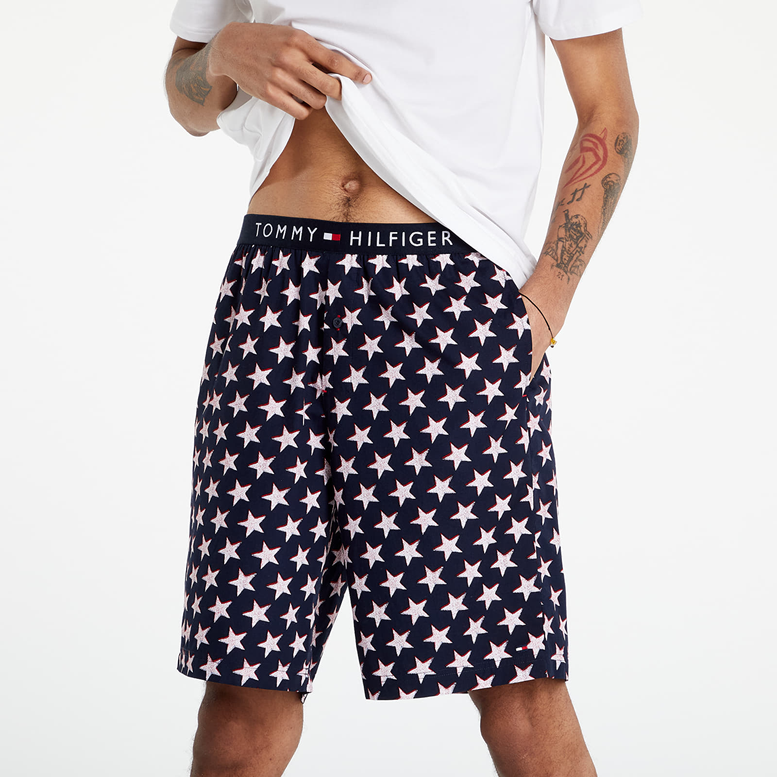 Pyžama Tommy Hilfiger CN SS Short Woven set White/ Black