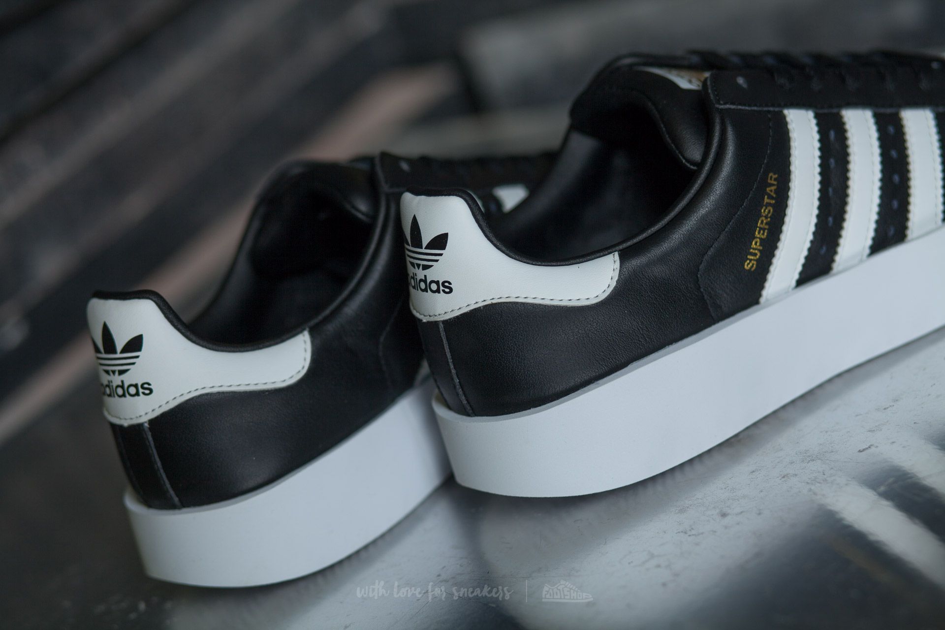 Adidas originals womens superstar bold trainers core black/core black/white outlet