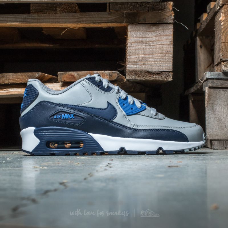 Women's shoes Nike Air Max 90 Leather (GS) Wolf Grey/ Binary Blue