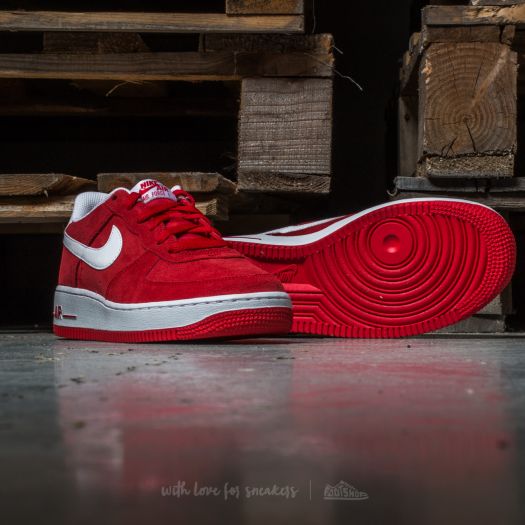 nike air force 1 red and white suede