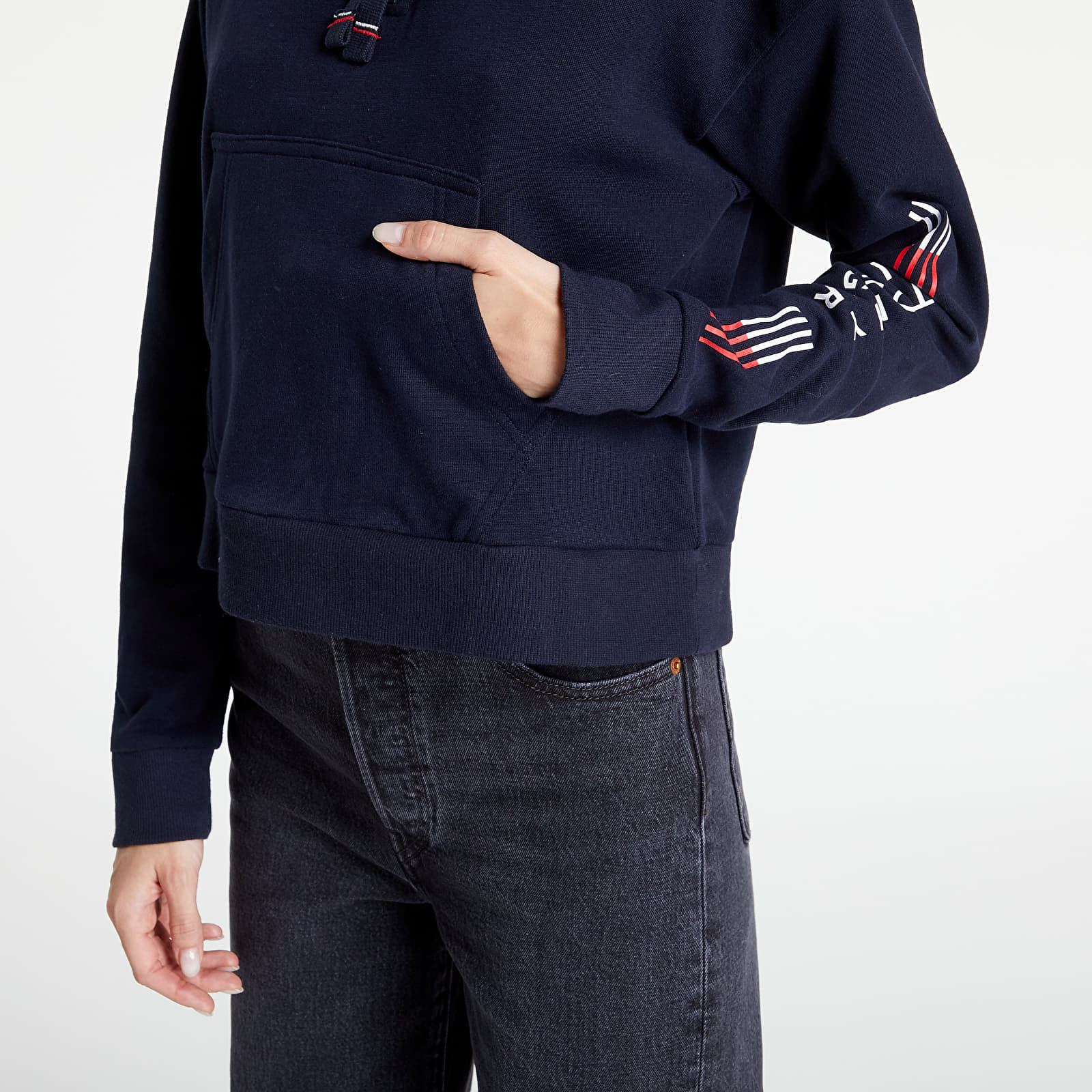 Mikiny a svetre Tommy Hilfiger Flex Half Zip Hoodie Desert Sky