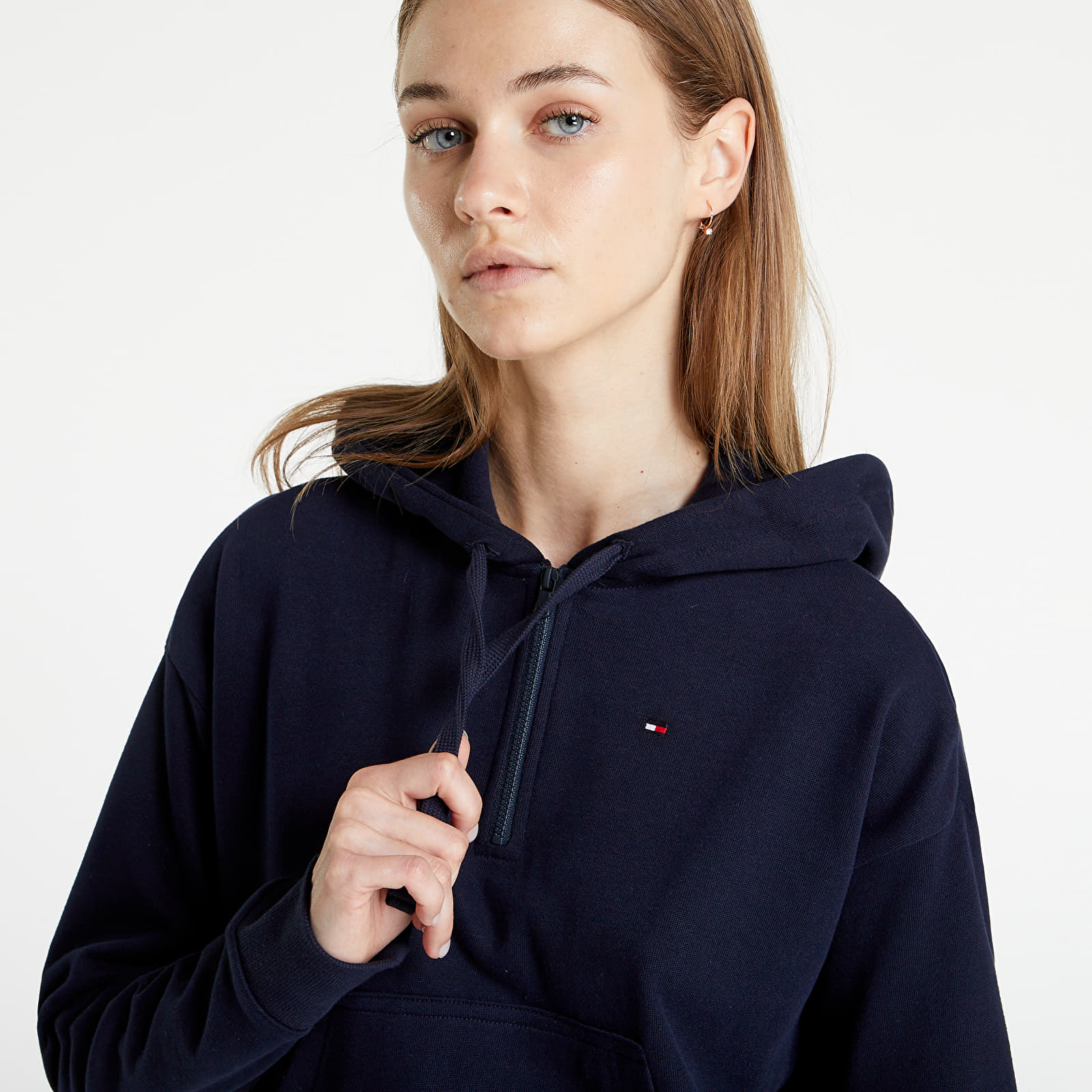 Mikiny a svetre Tommy Hilfiger Flex Half Zip Hoodie Desert Sky