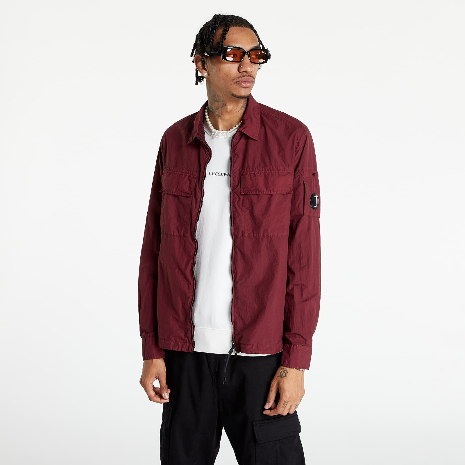 Kurtki C.P. Company Taylon L Shirt Port Royal Red