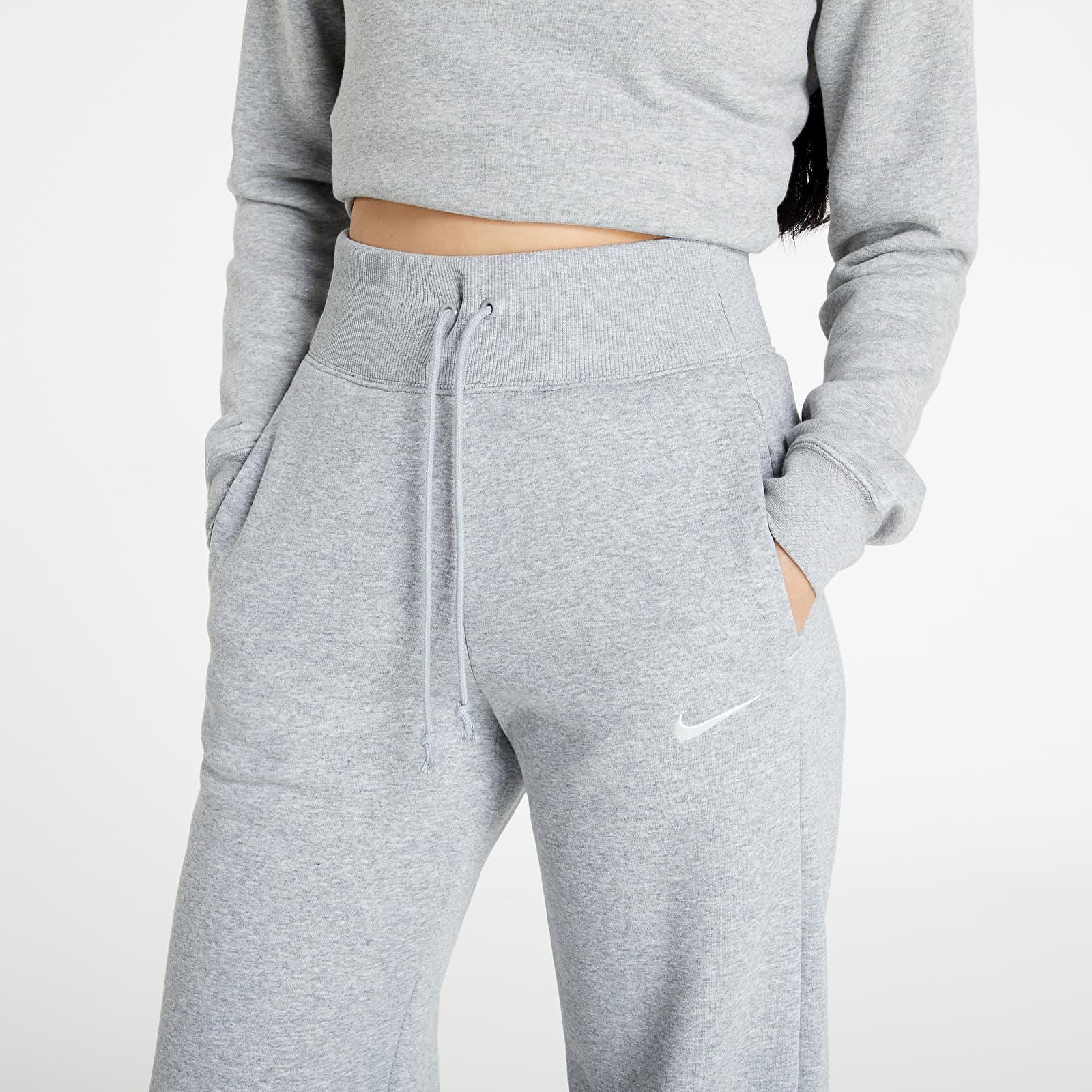 Nike high waisted wide leg sweatpants in gray