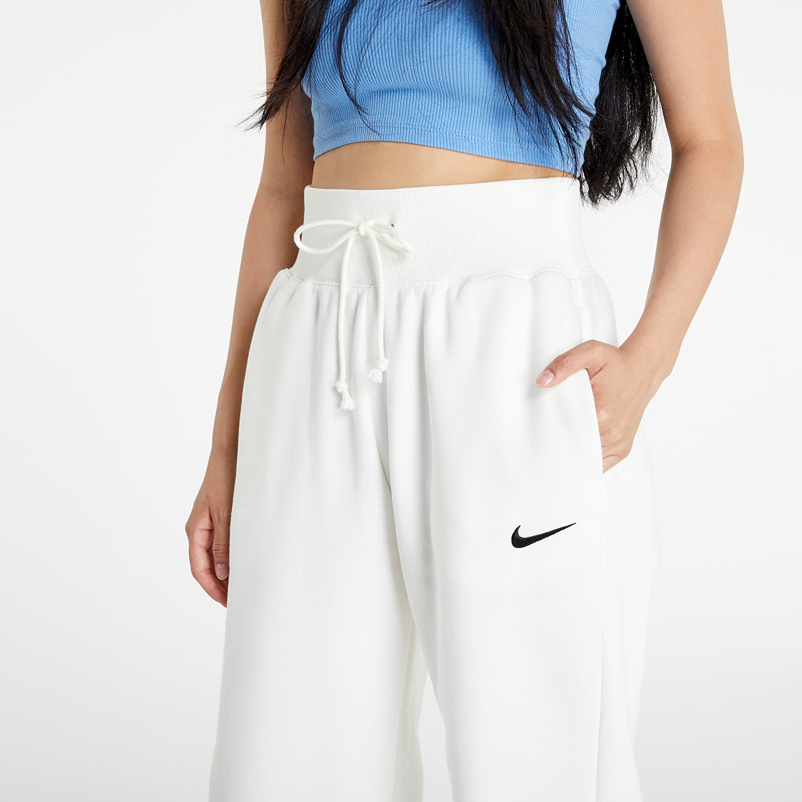 Broeken en spijkerbroeken Nike Sportswear Phoenix Fleece Women s High Waisted Oversized Sweatpants Sail Black Footshop