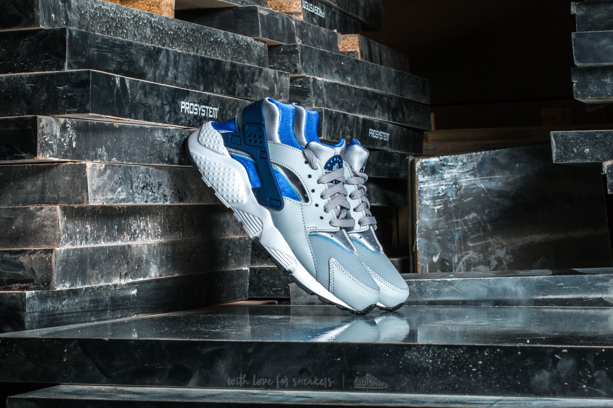 Women's shoes Nike Huarache Run (GS) Wolf Grey/ Binary Blue