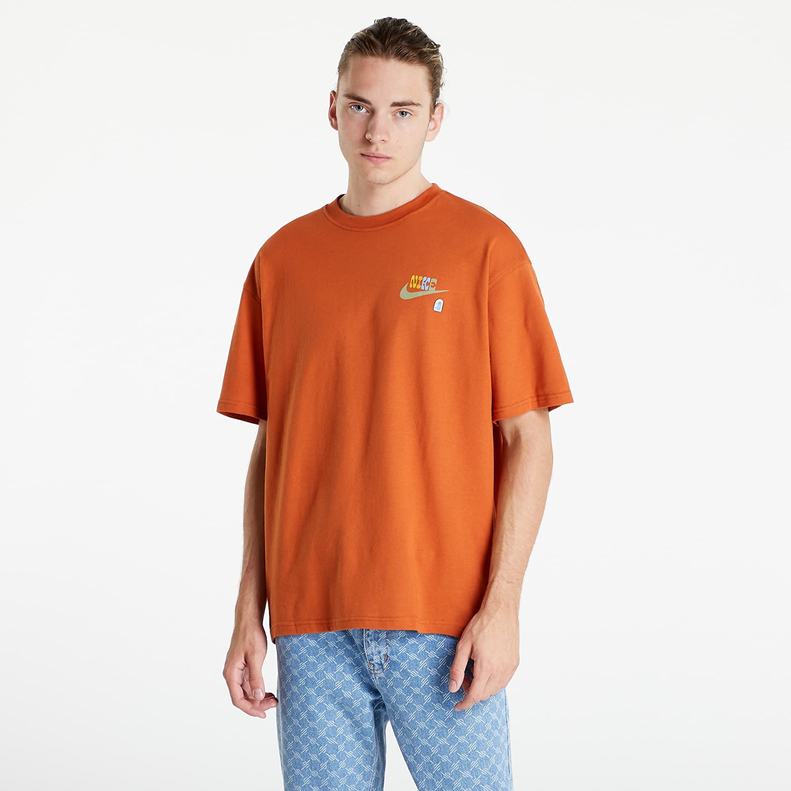 T shirt top nike orange homme