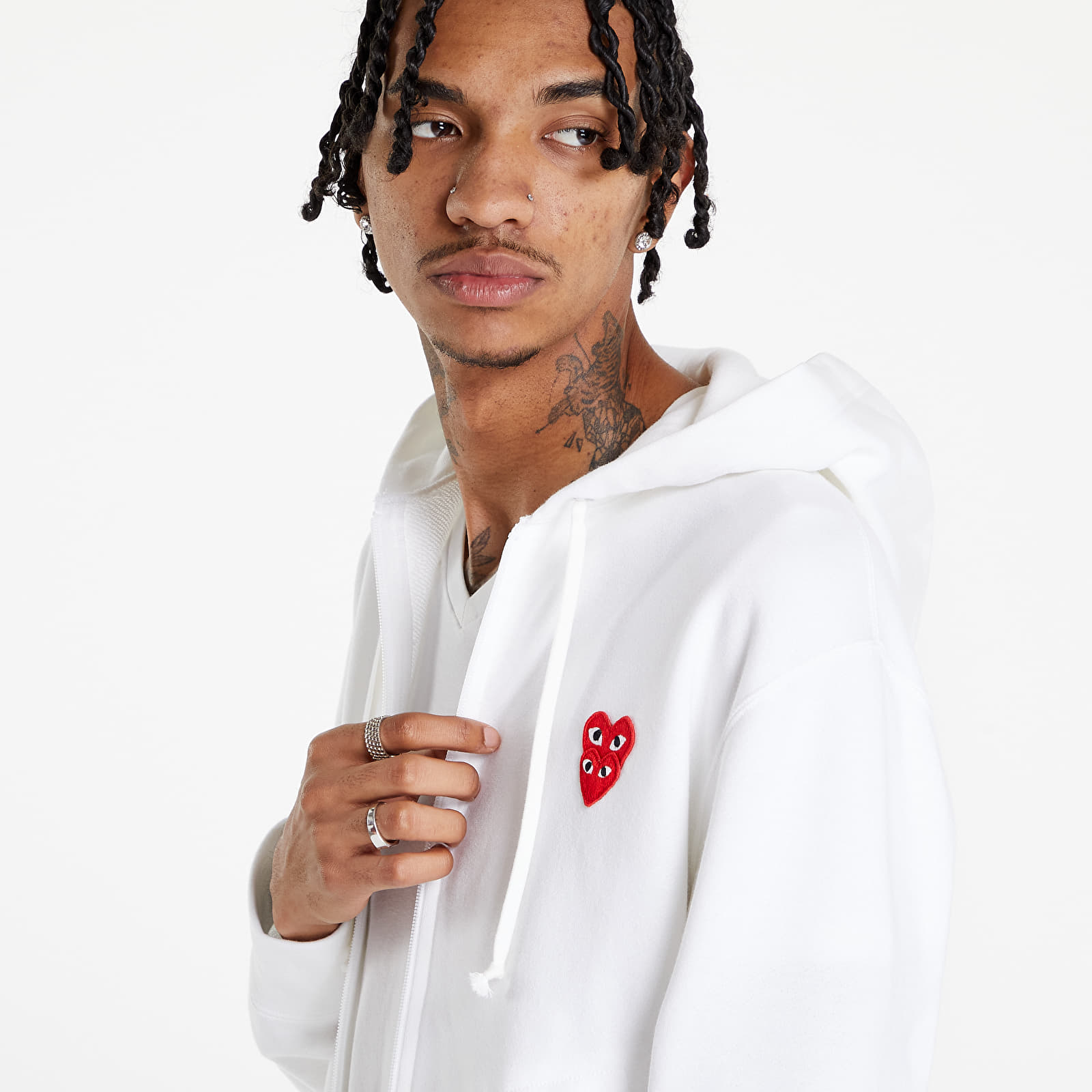 Comme des garcons cheap zip up hoodie white
