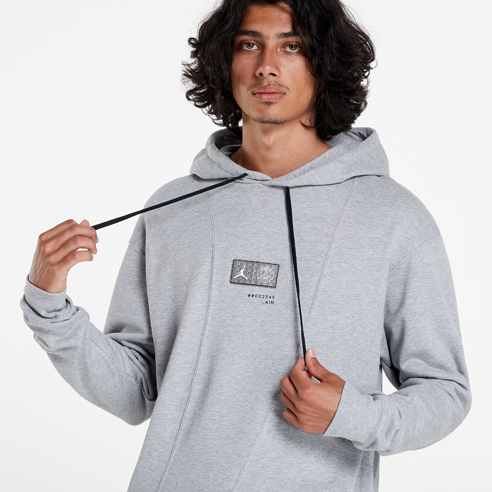 Hupparit ja collegepaidat Jordan Paris Saint-Germain Men's Fleece Pullover Hoodie Dark Grey Heather/ White