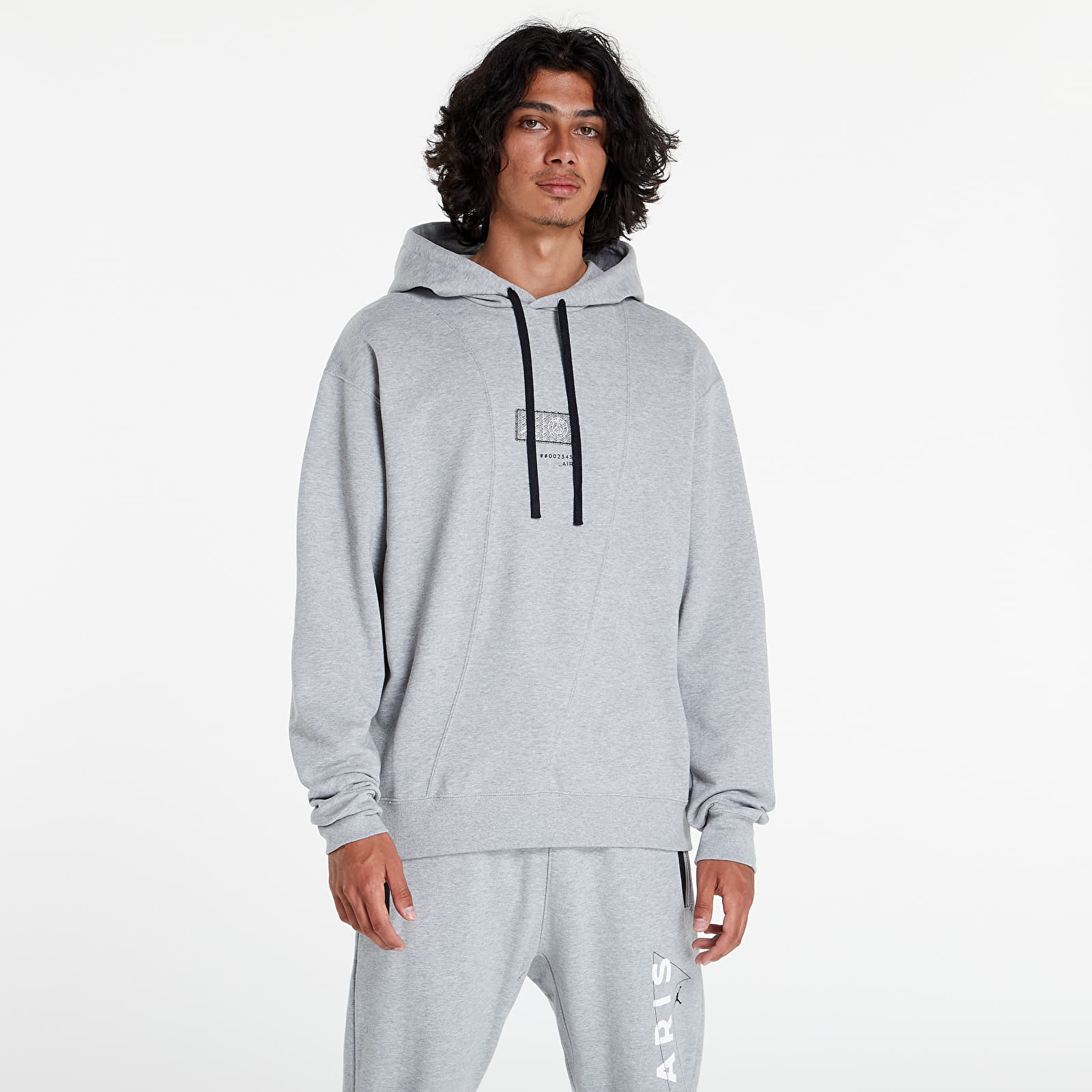 Sweatjacken und Sweatshirts Jordan Paris Saint Germain Men s Fleece Pullover Hoodie Dark Grey Heather White Footshop