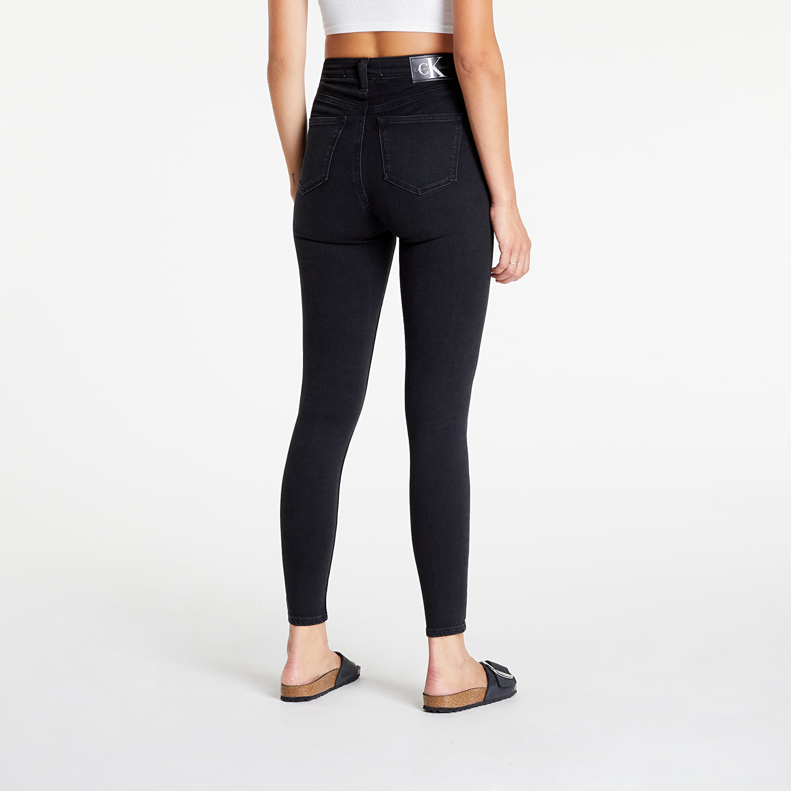 Bukser Calvin Klein Jeans High Rise Super Skin Denim Black