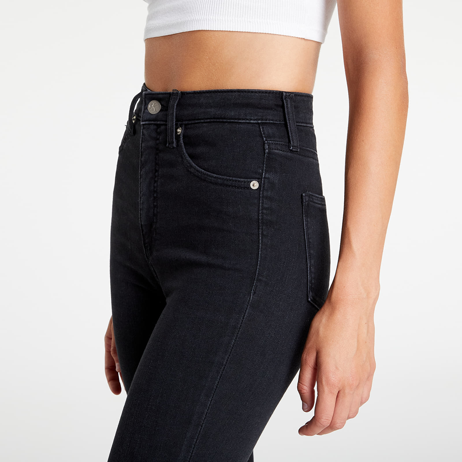 Bukser Calvin Klein Jeans High Rise Super Skin Denim Black