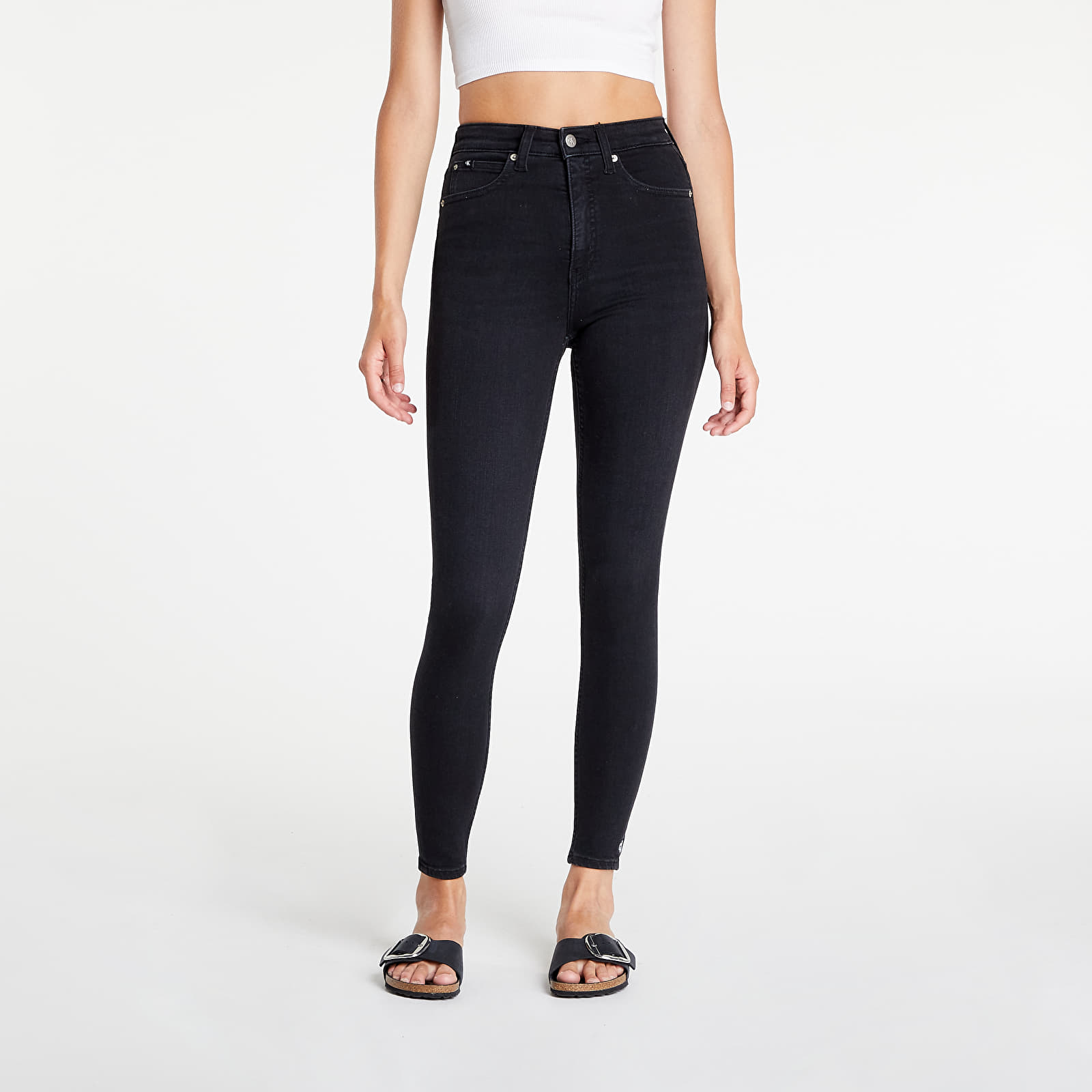 Bukser Calvin Klein Jeans High Rise Super Skin Denim Black