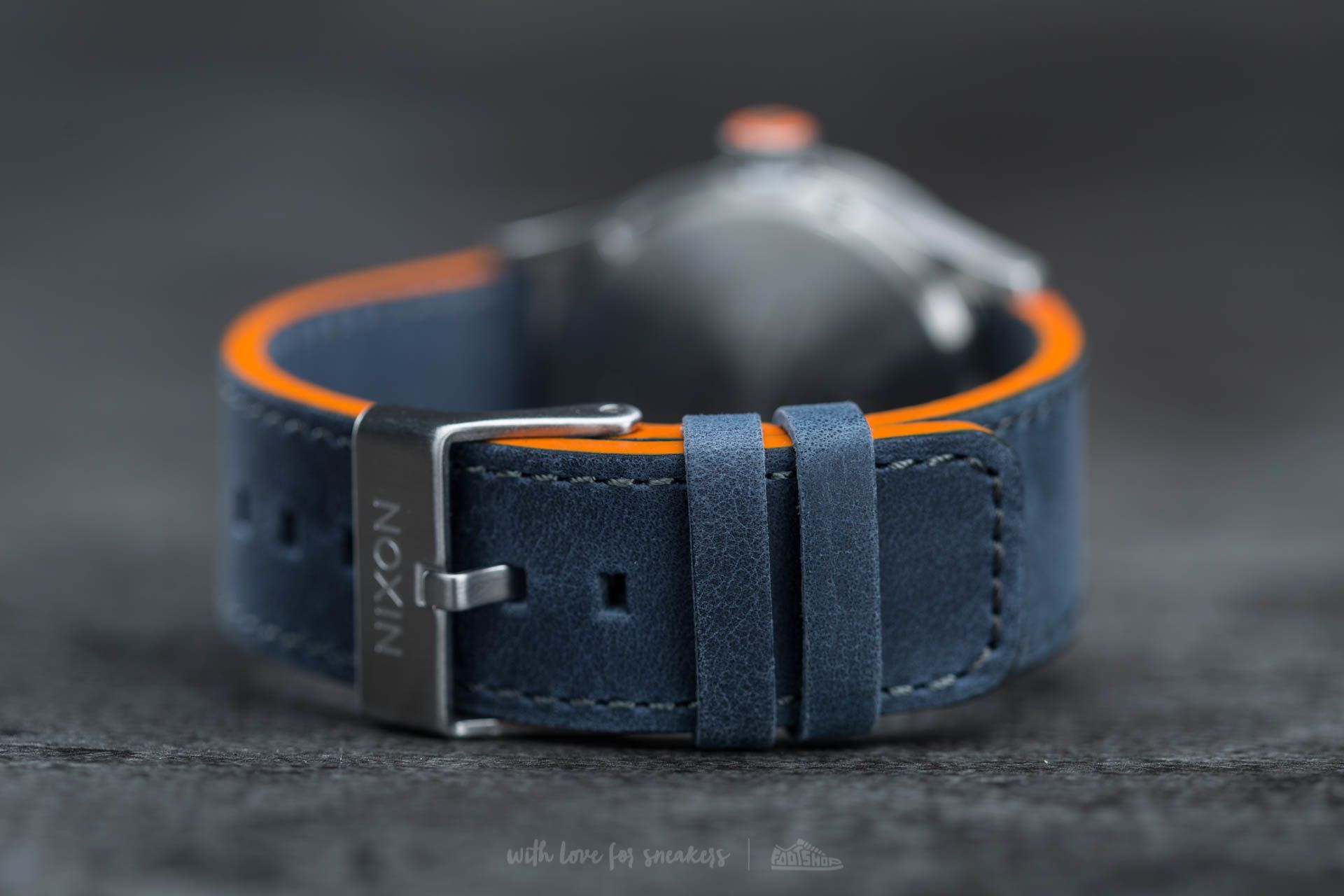 Watches Nixon Sentry Leather Blue/ Orange