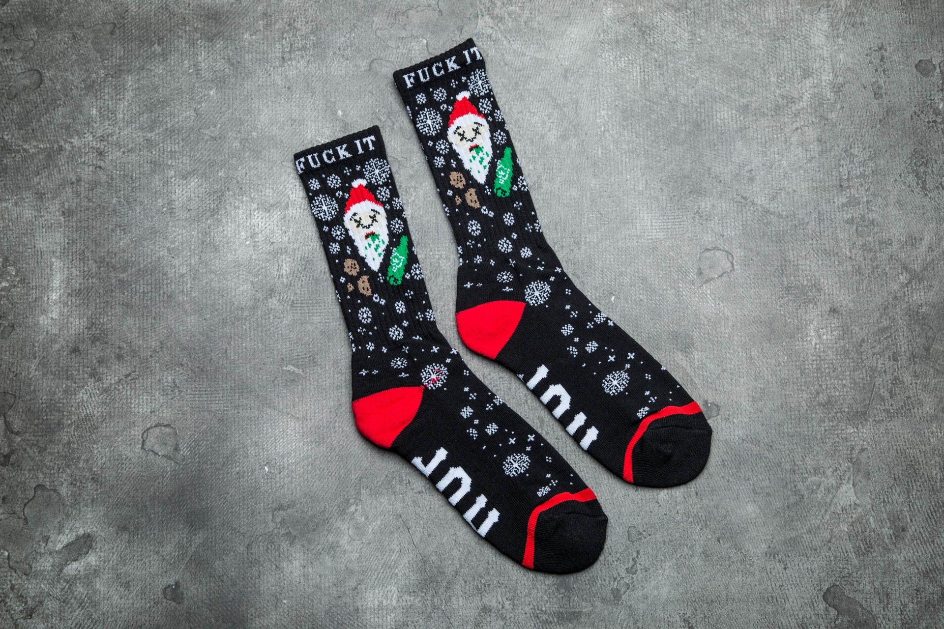 Ponožky HUF Apparel Boozing Santa Crew Socks Black
