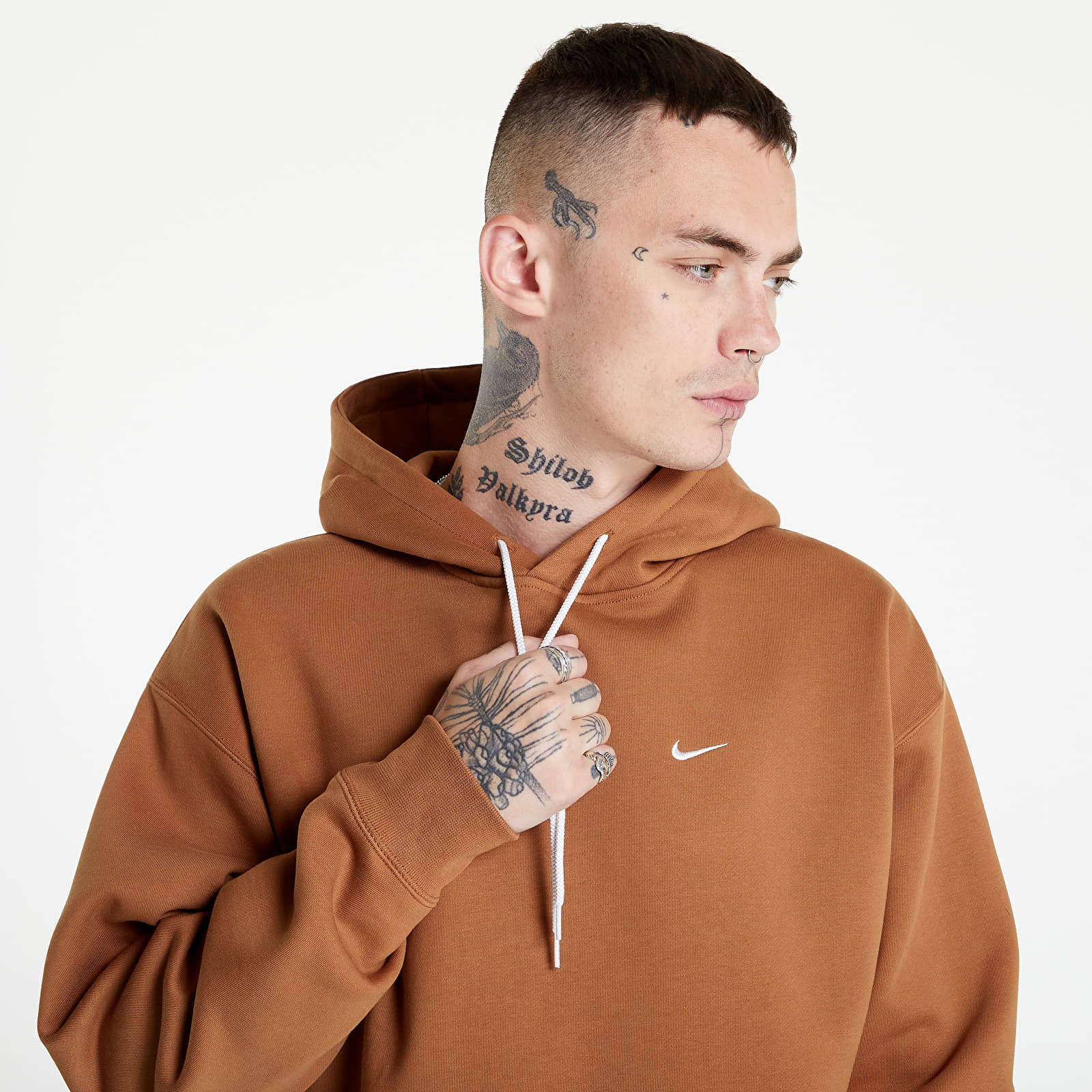Hanorace Nike Solo Swoosh Men's Fleece Hoodie Ale Brown/ White