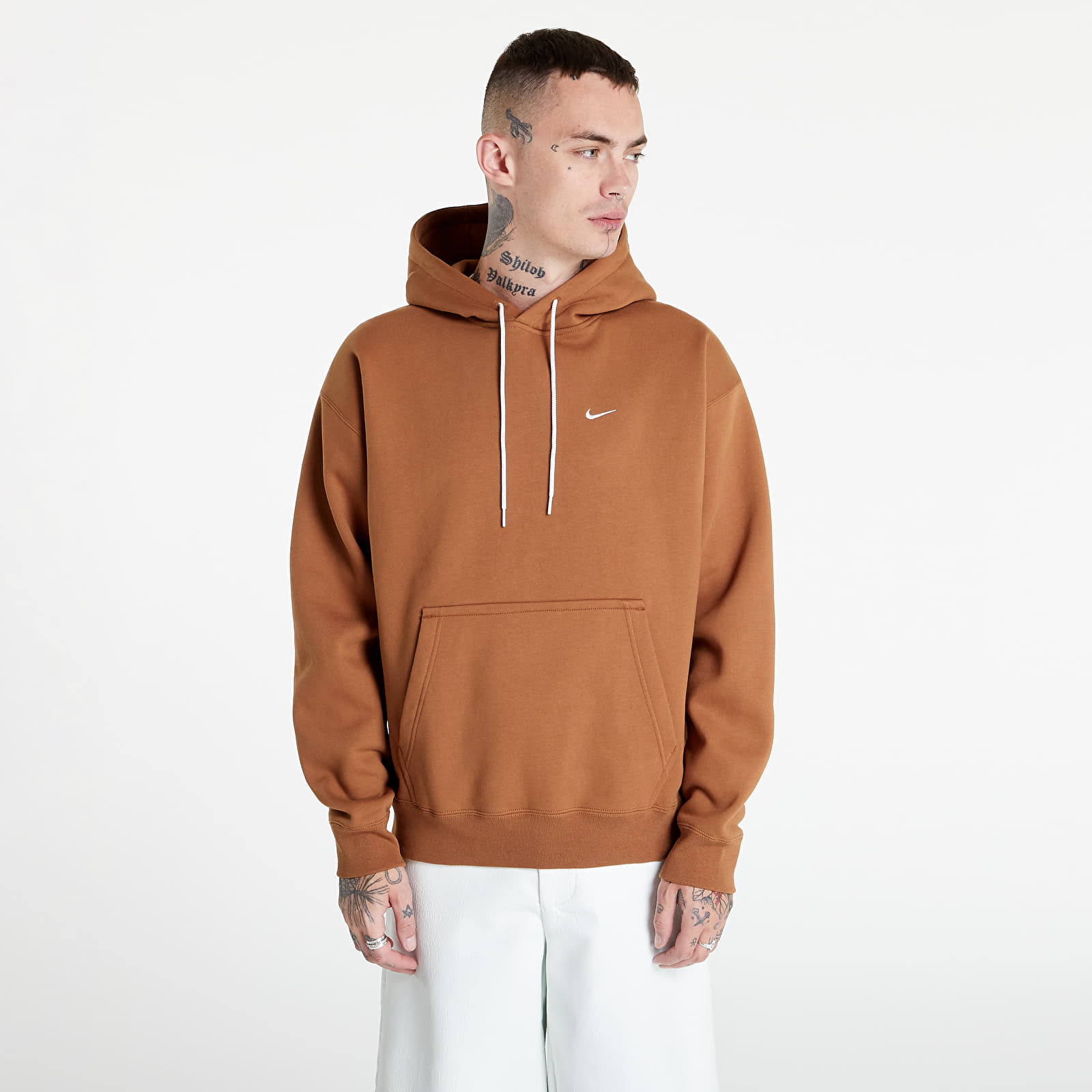 Hanorace Nike Solo Swoosh Men's Fleece Hoodie Ale Brown/ White