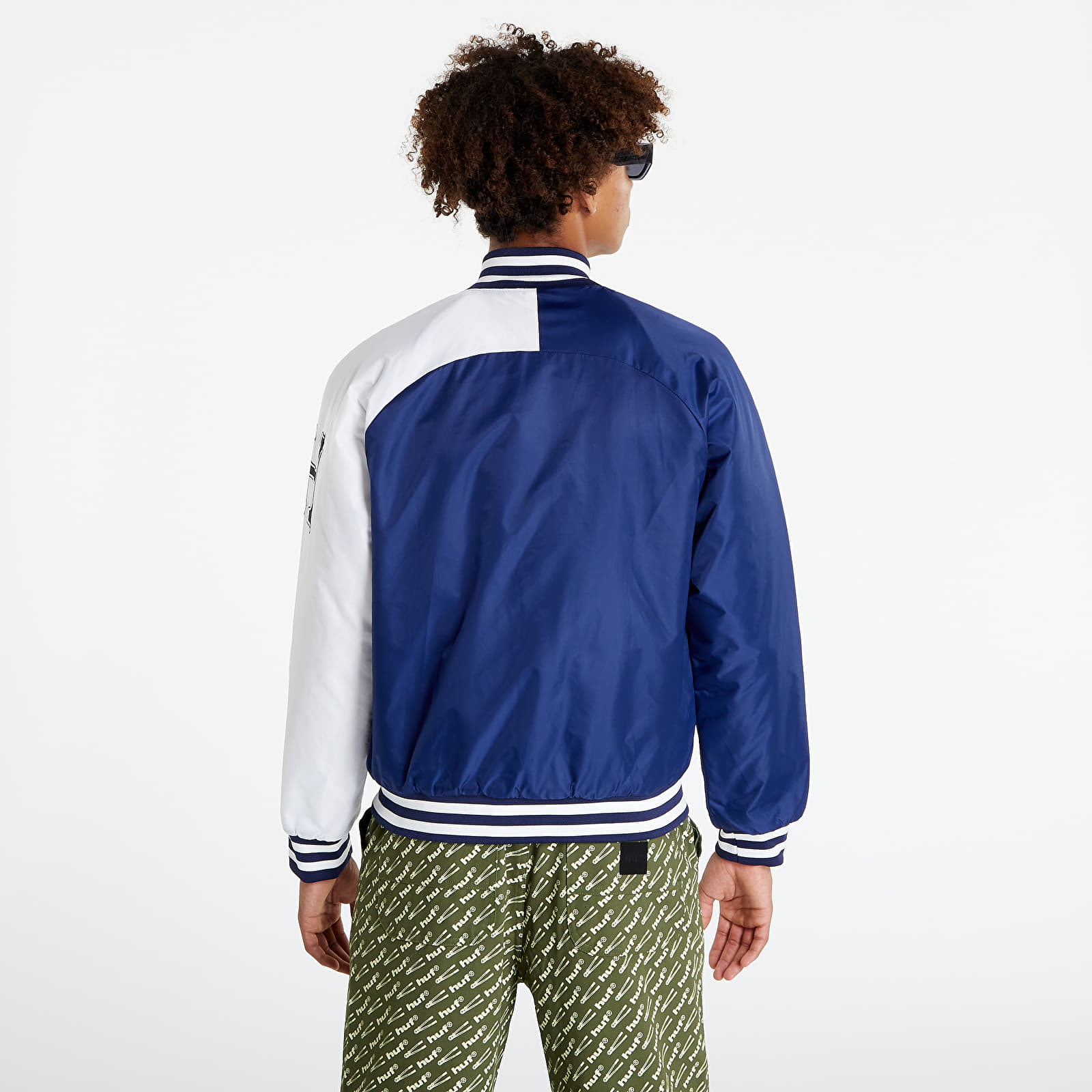 Bundy HUF Satin Baseball Jacket Navy