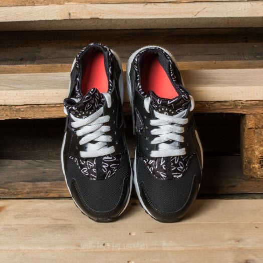 Chaussures et baskets femme Nike Huarache Run Print GS Black White Lava Glow White Footshop