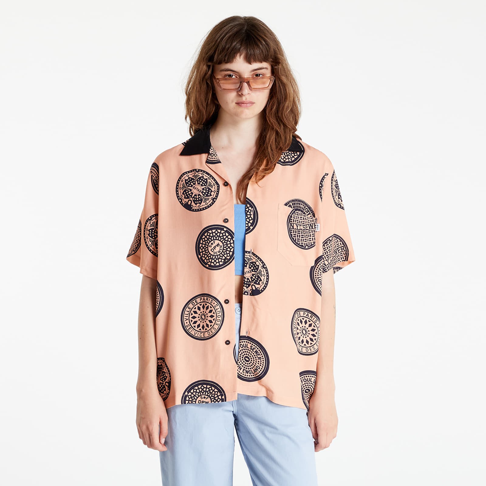 Koszule HUF Drain Cover Woven Top Blush