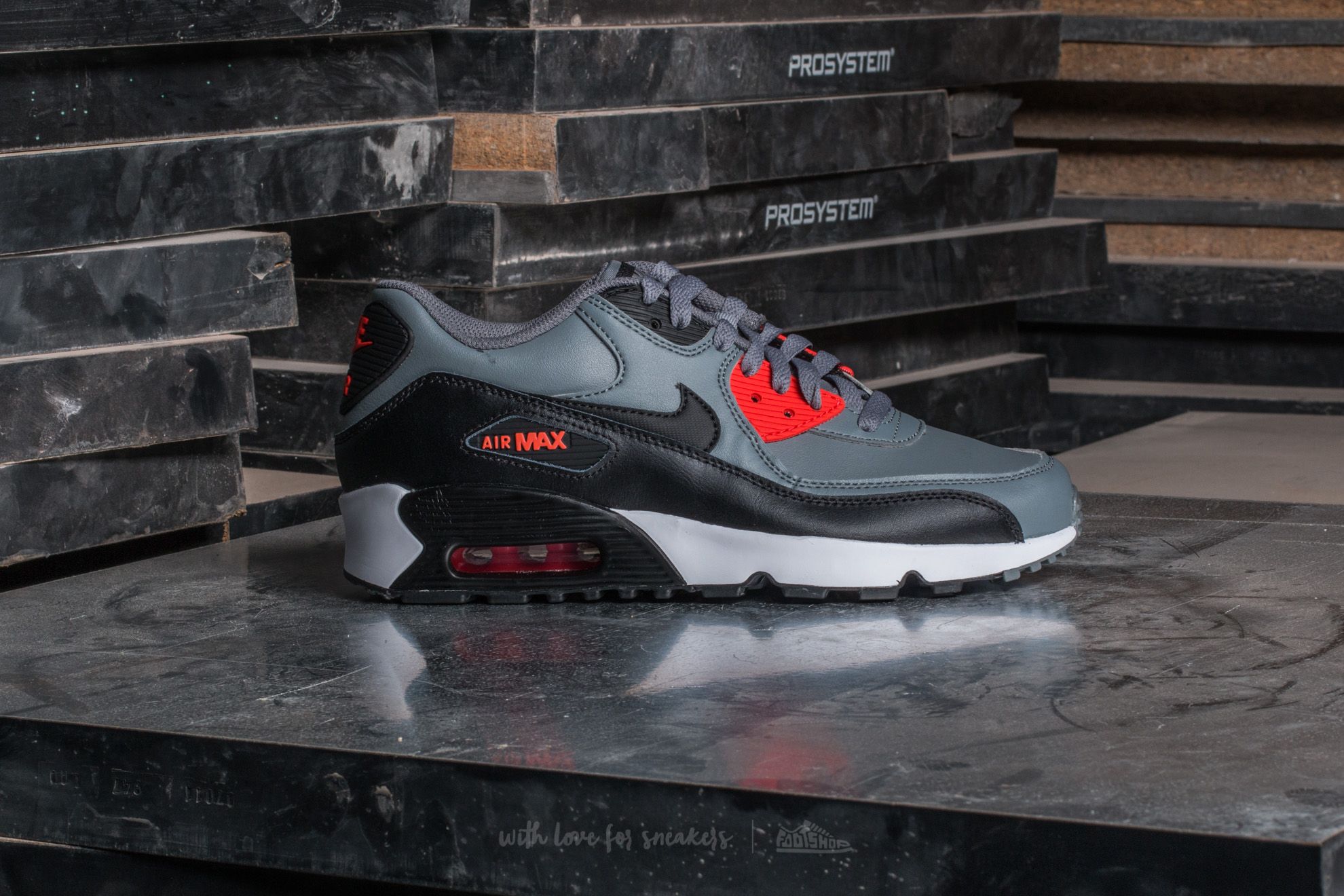 Women's shoes Nike Air Max 90 Leather (GS) Cool Grey/ Black-Max Orange